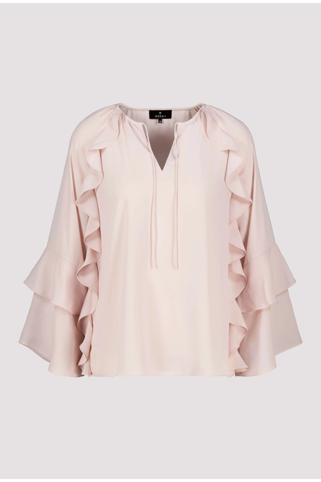 Monari 809721 Blouse Rosewater with ruffle sleeves by Monari, shop the vendor at Dotique for elegant tops