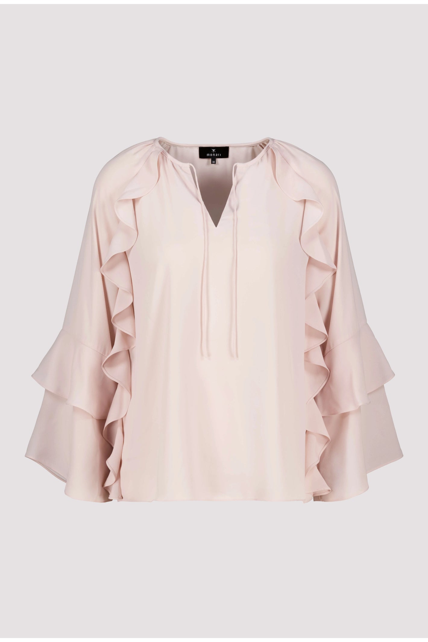 Monari 809721 Blouse Rosewater with ruffle sleeves by Monari, shop the vendor at Dotique for elegant tops