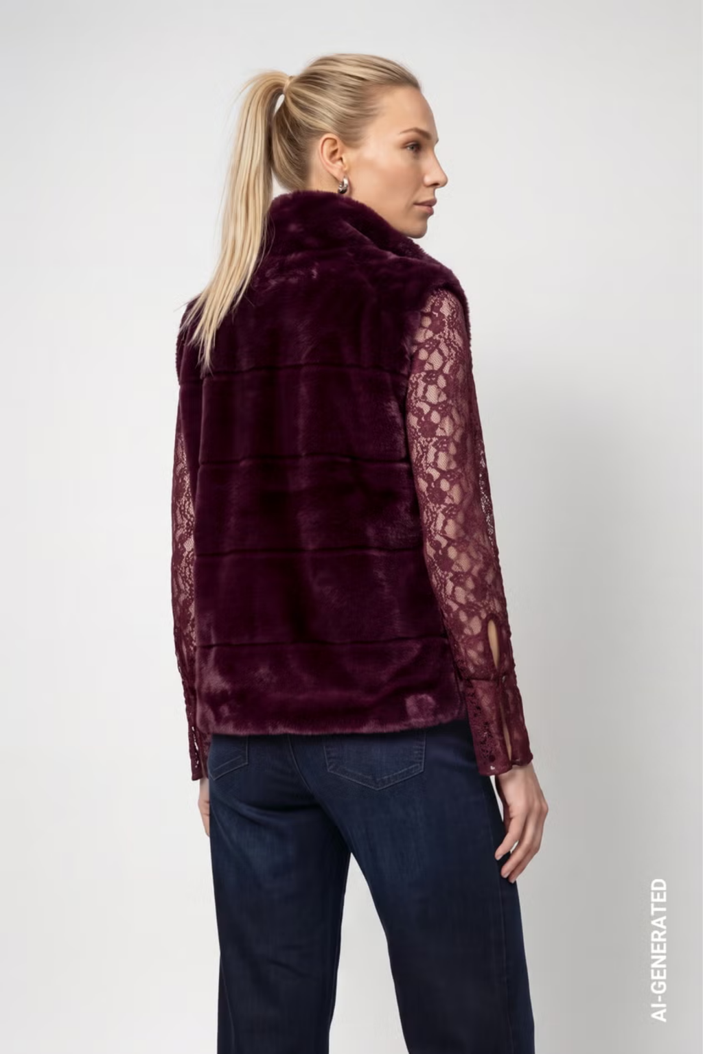 Monari 809785 Gilet - Dark Bordeaux shown from the back. Shop Monari at Dotique.