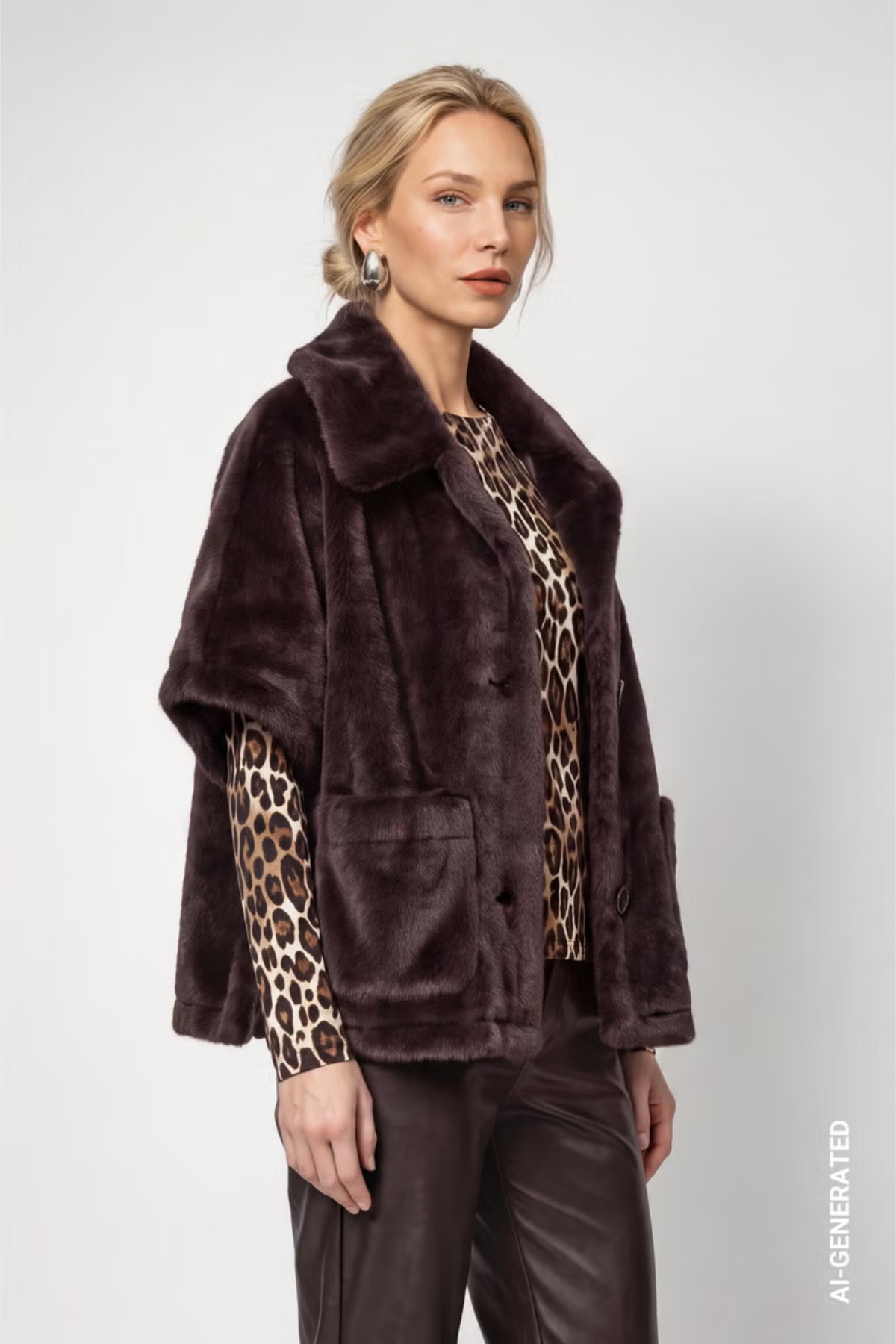Monari 809797 Faux Fur Jacket Chocolate Brown Shop Monari at Dotique