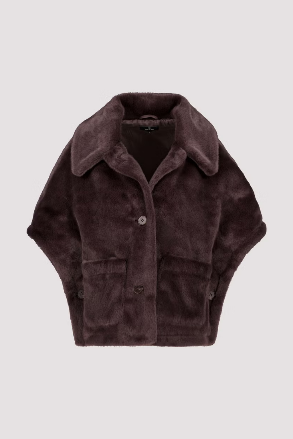 Monari 809797 Faux Fur Jacket Chocolate Brown front view Shop Monari at Dotique