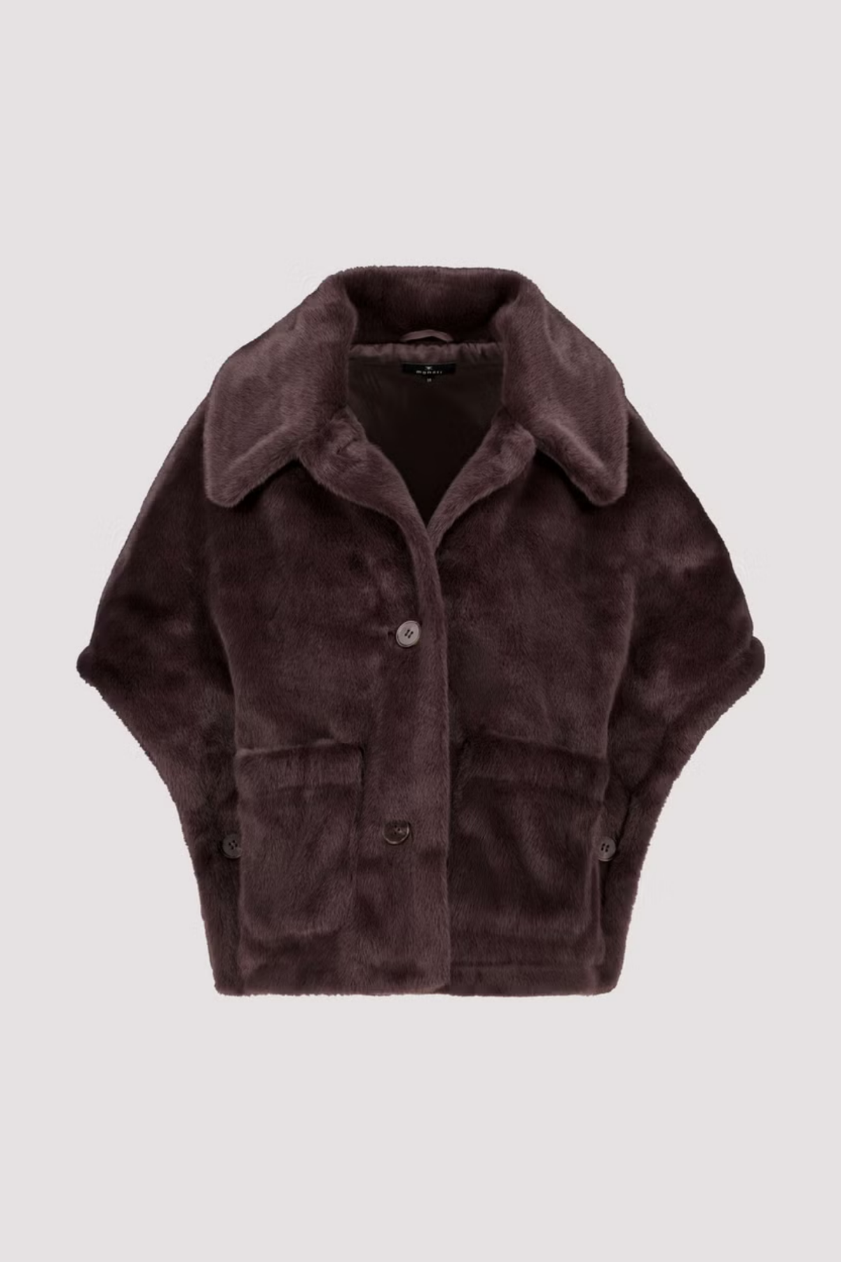 Monari 809797 Faux Fur Jacket Chocolate Brown front view Shop Monari at Dotique