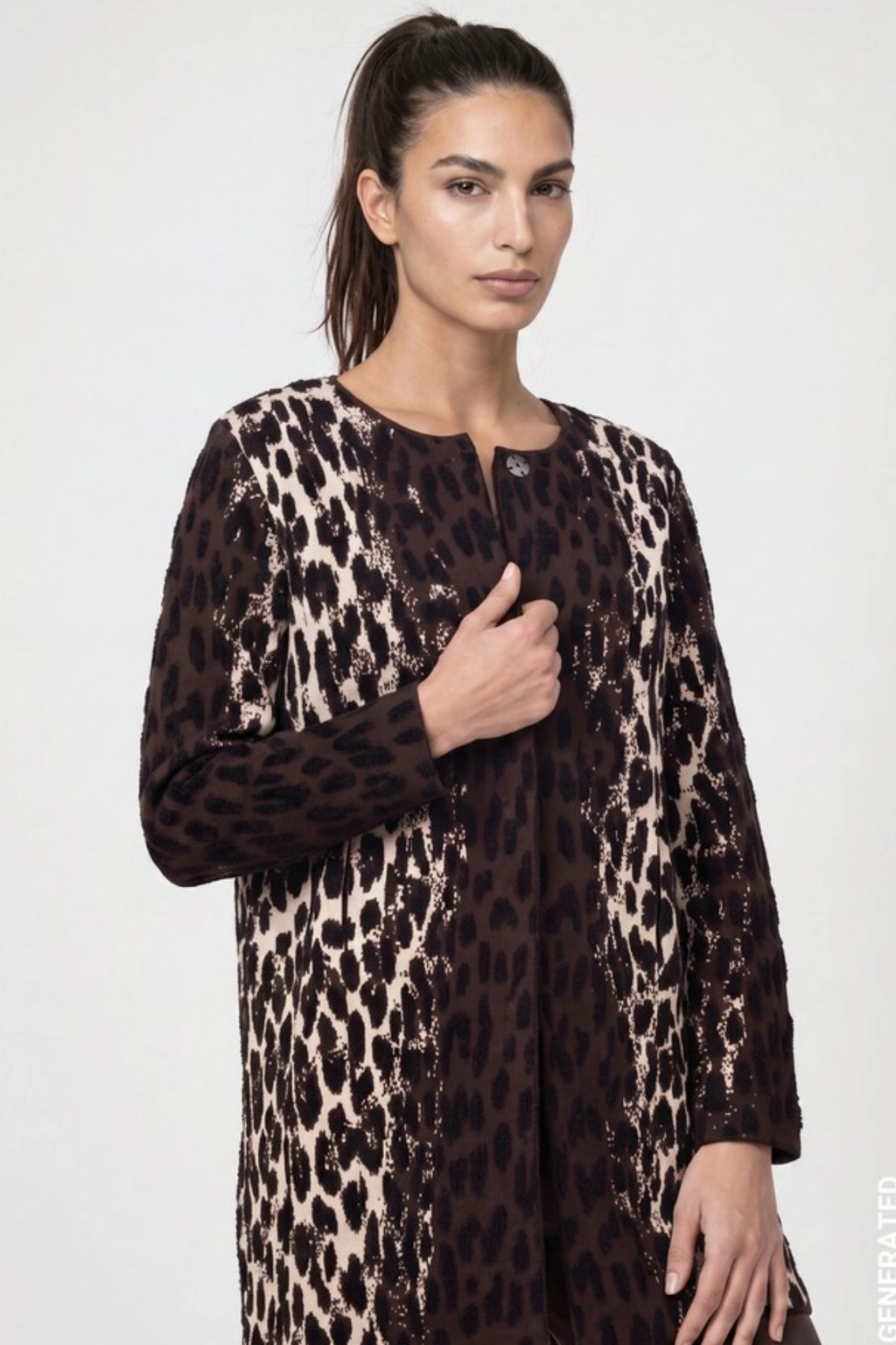 Monari 809888 Long Leopard Jacquard Cardigan – Black Coffee Shop Monari at Dotique