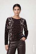 Monari 809889 Leopard Jacquard Knitted Jumper – Black Coffee. Shop Monari at Dotique.