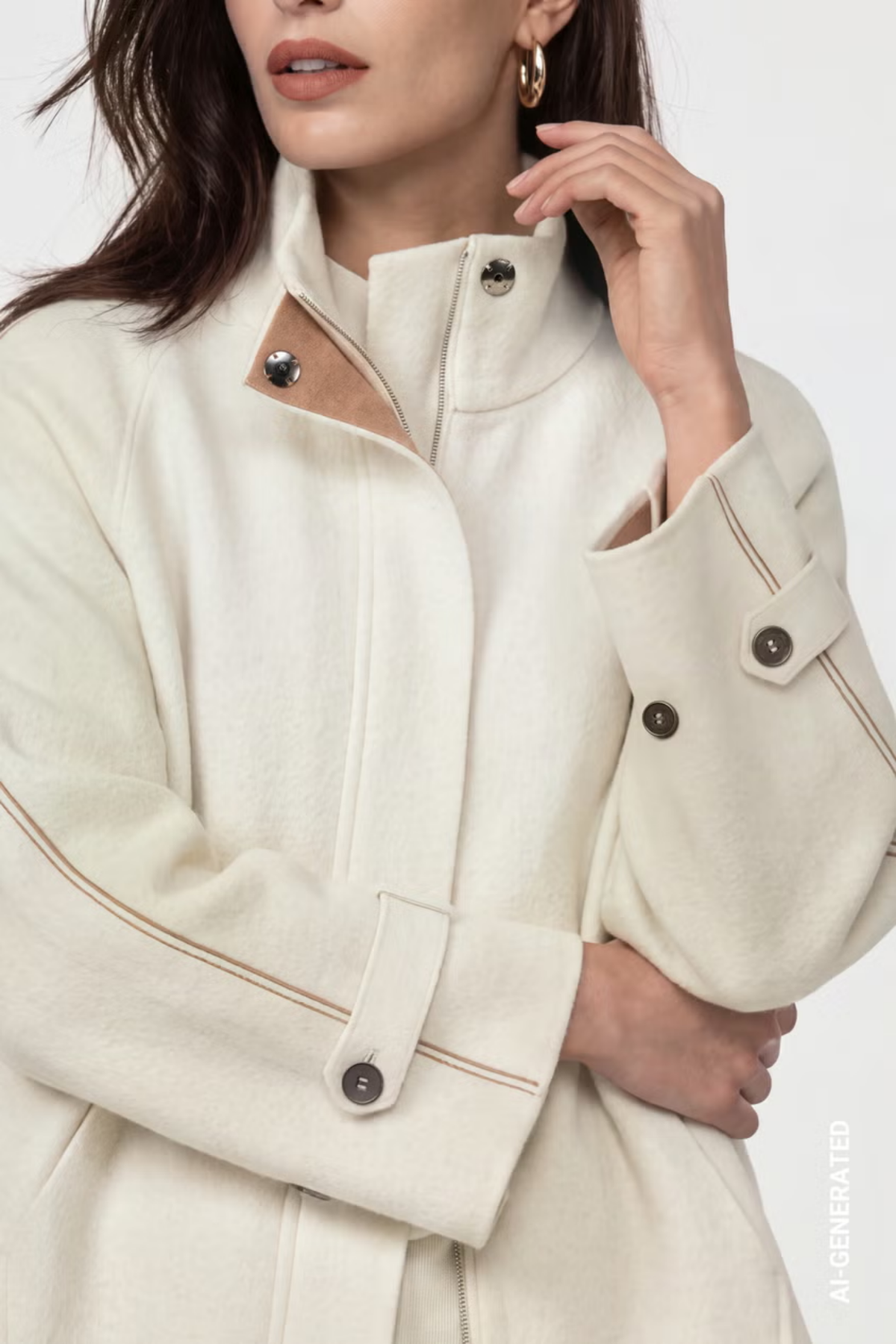Monari 809951 Double-Faced Cardigan – Antique White shown on model. You can Shop Monari at Dotique.