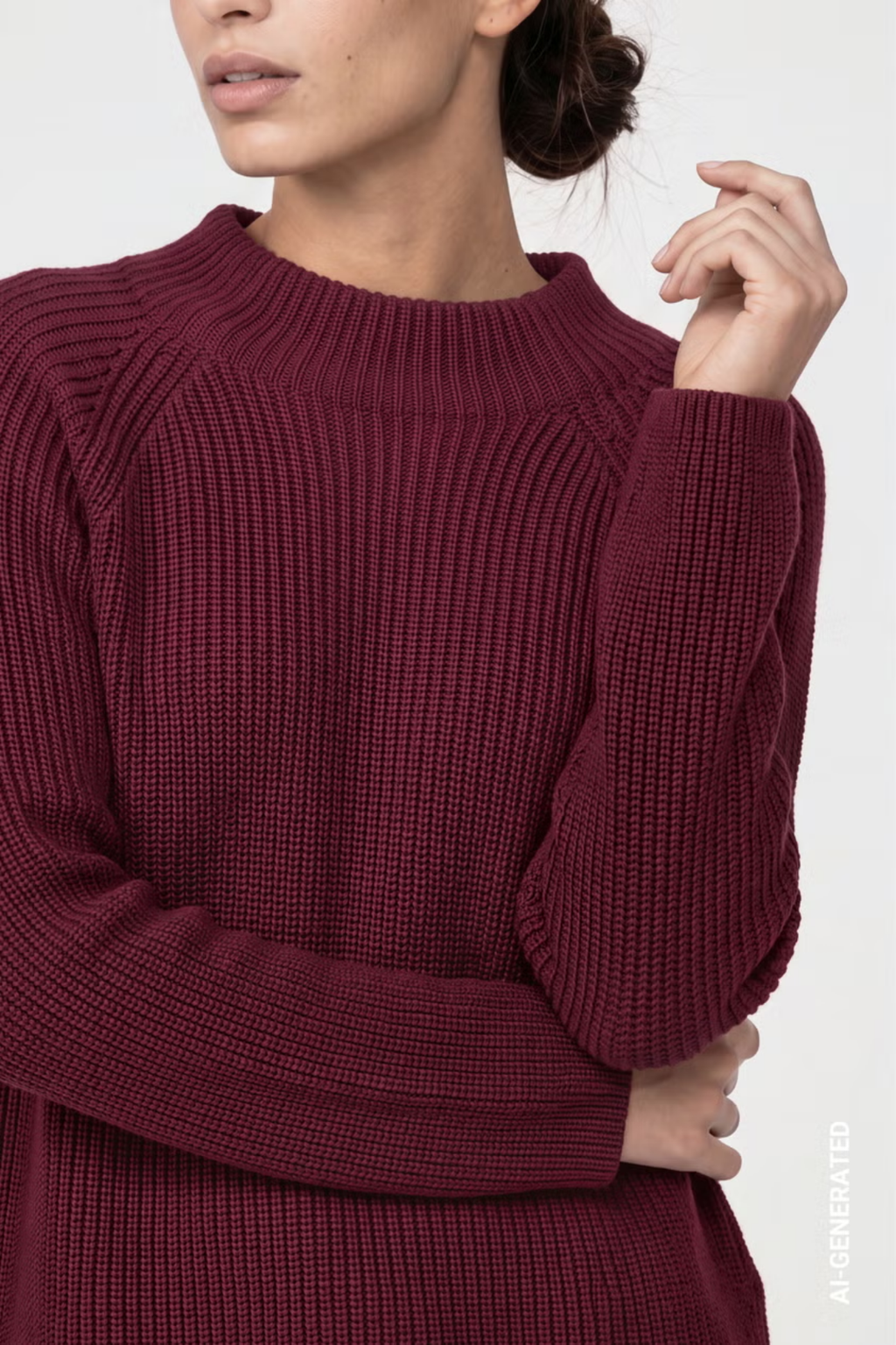 Monari 809982 Stand-Collar Knitted Jumper – Dark Bordeaux. Shop Monari at Dotique
