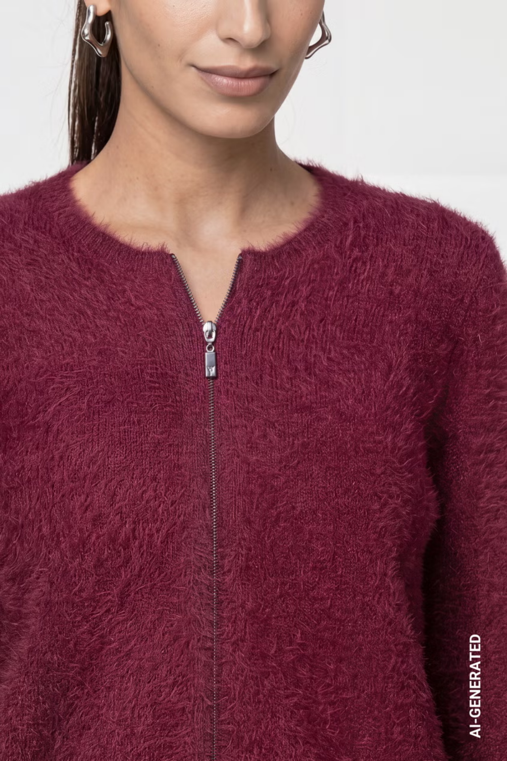 Monari 809985 Fluffy Zip Cardigan – Dark Bordeaux You can Shop Monari at Dotique