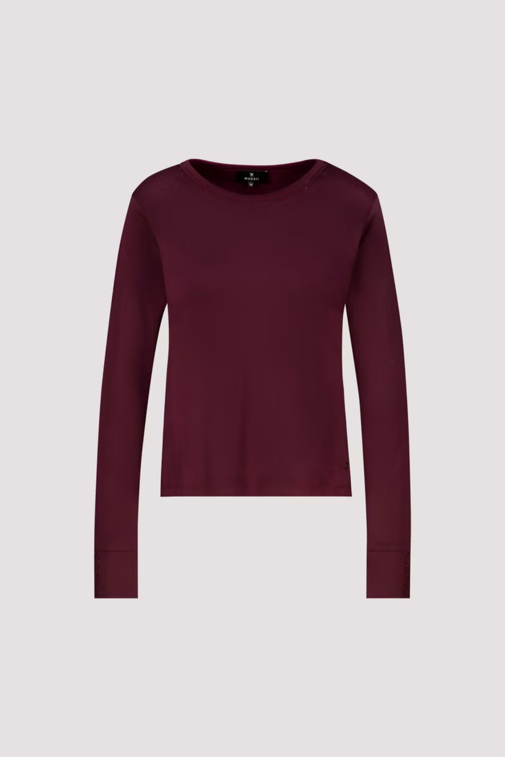 Monari Monari 810053 Rhinestone Long-Sleeved Top – Dark Bordeaux Jumper - Dark Bordeaux Shop Monari at Dotique
