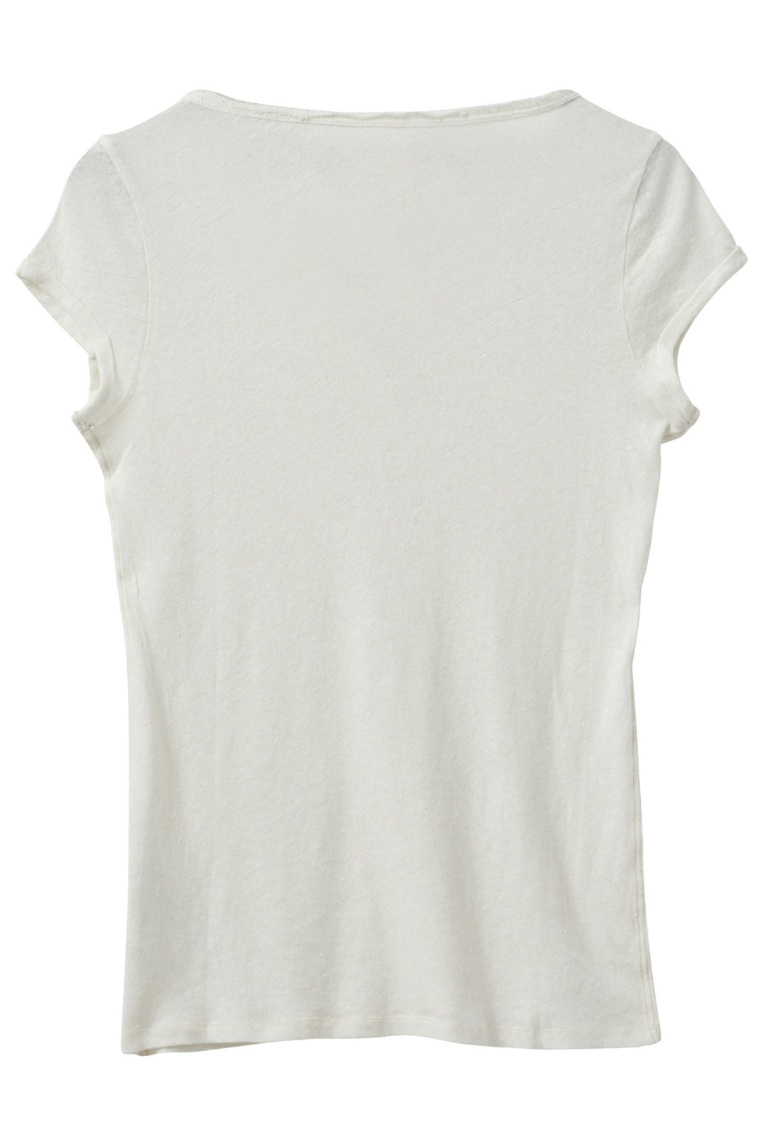 Mos Mosh 133020 MMTroy Ecru Cream Linen Blend Roll Sleeve T-Shirt - Dotique