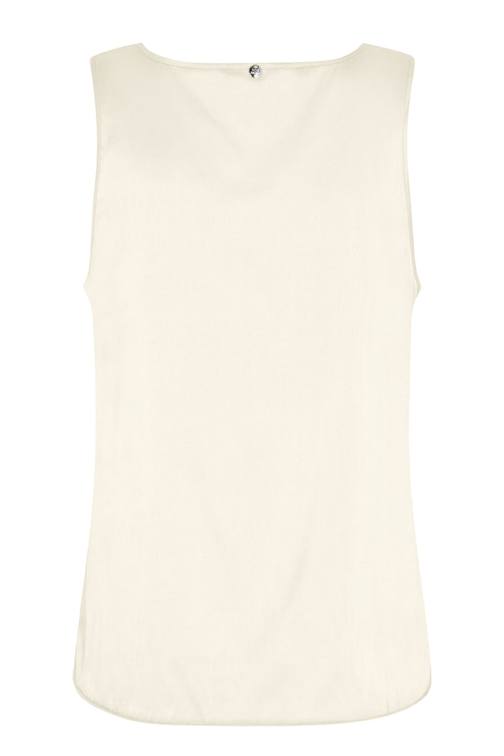 Mos Mosh 153590 Ecru Cream Astrid V-Neck Silk Tank Top - Dotique