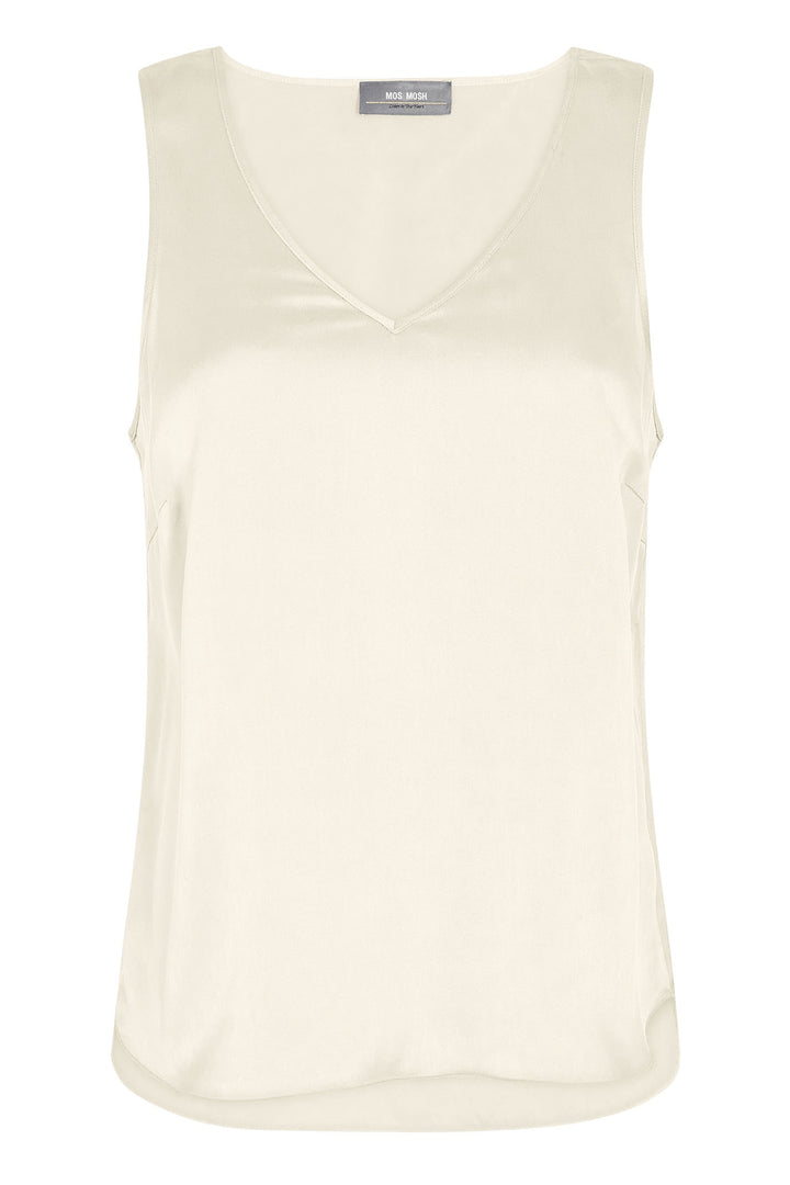 Mos Mosh 153590 Ecru Cream Astrid V-Neck Silk Tank Top - Dotique