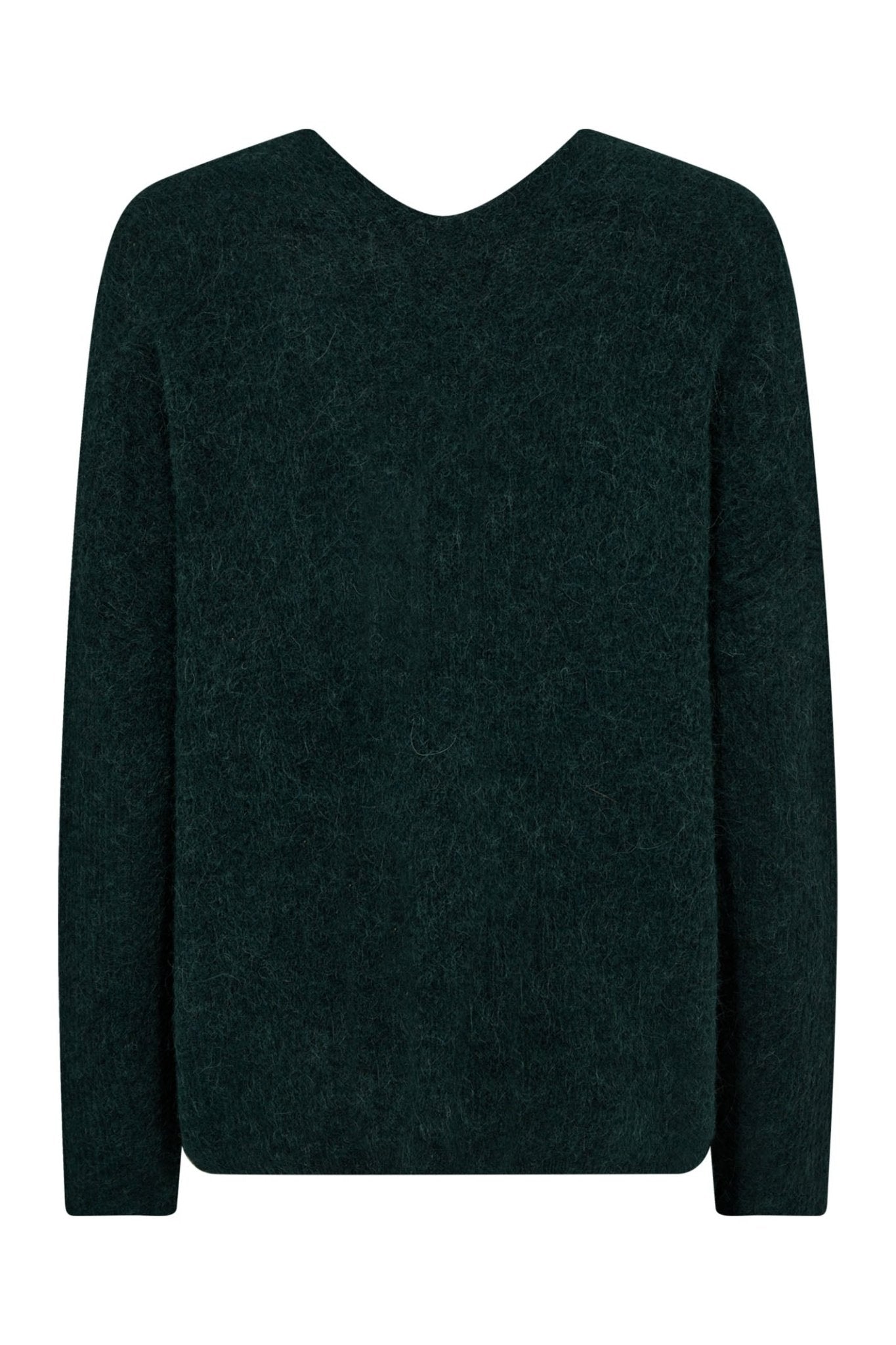Mos Mosh 153900 Dark Pine Thora V-Neck Knit Jumper - Dotique