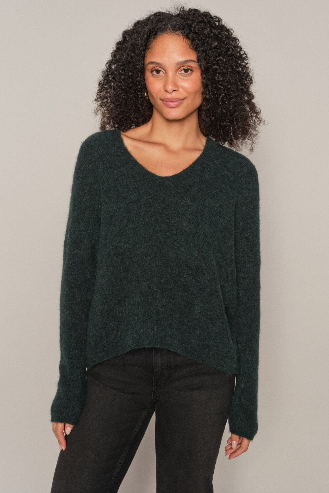 Mos Mosh 153900 Dark Pine Thora V - Neck Knit Jumper - Dotique - Mos Mosh