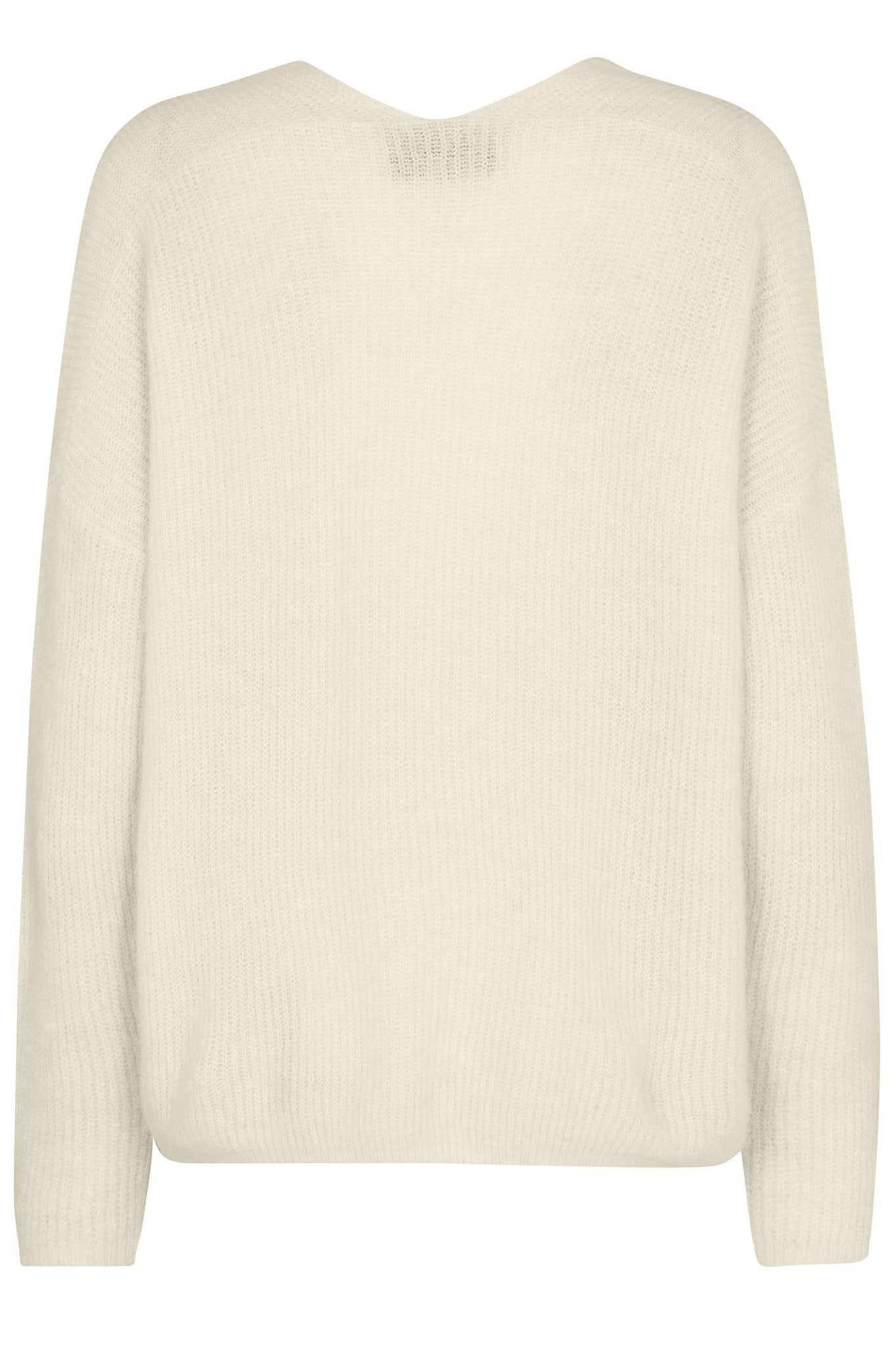 Mos Mosh 153900 MMThora Cream Ecru V-Neck Relaxed Fit Jumper - Dotique Chesterfield