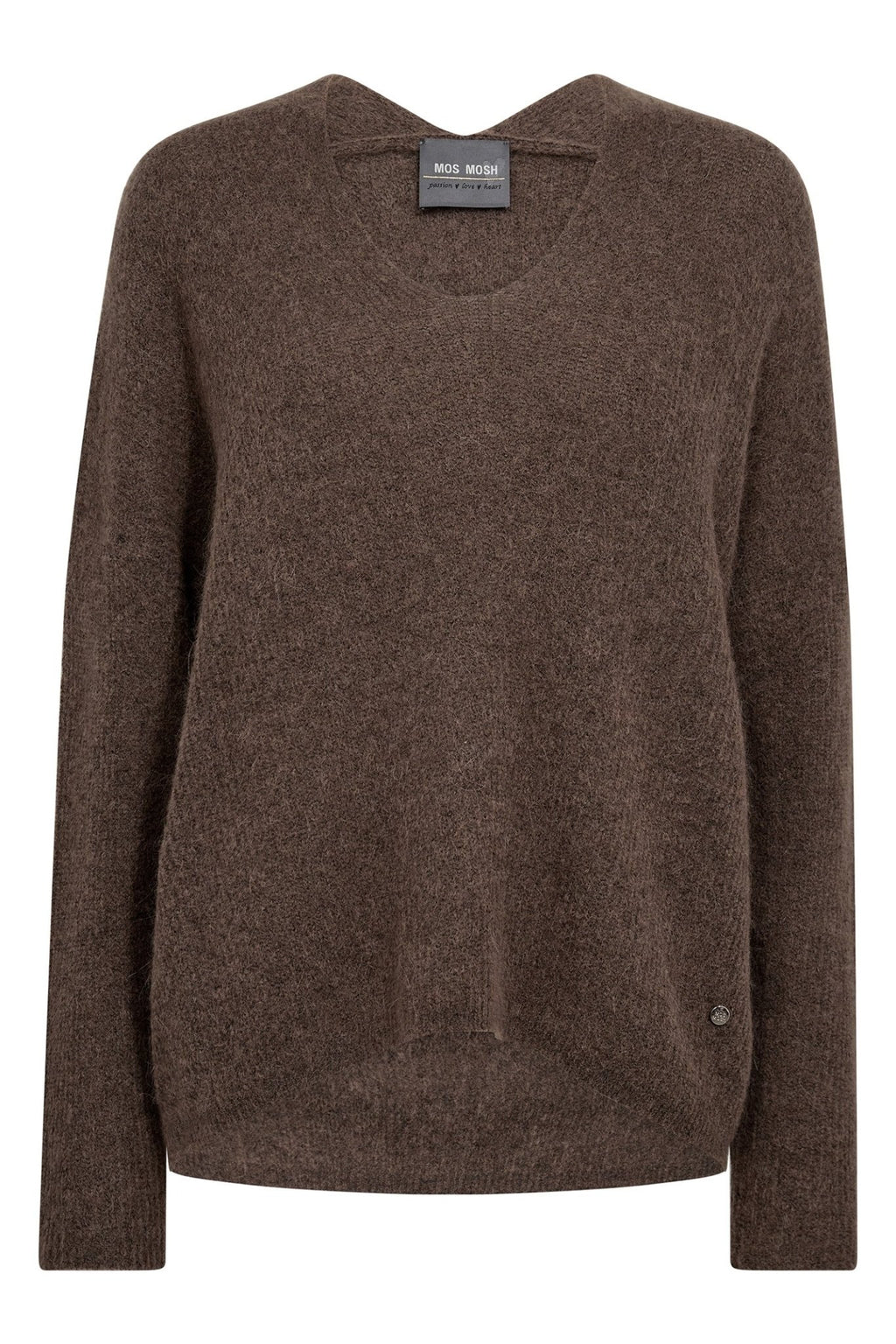Mos Mosh 153900 MMThora Falcon Brown V - Neck Knit Jumper - Dotique - Mos Mosh