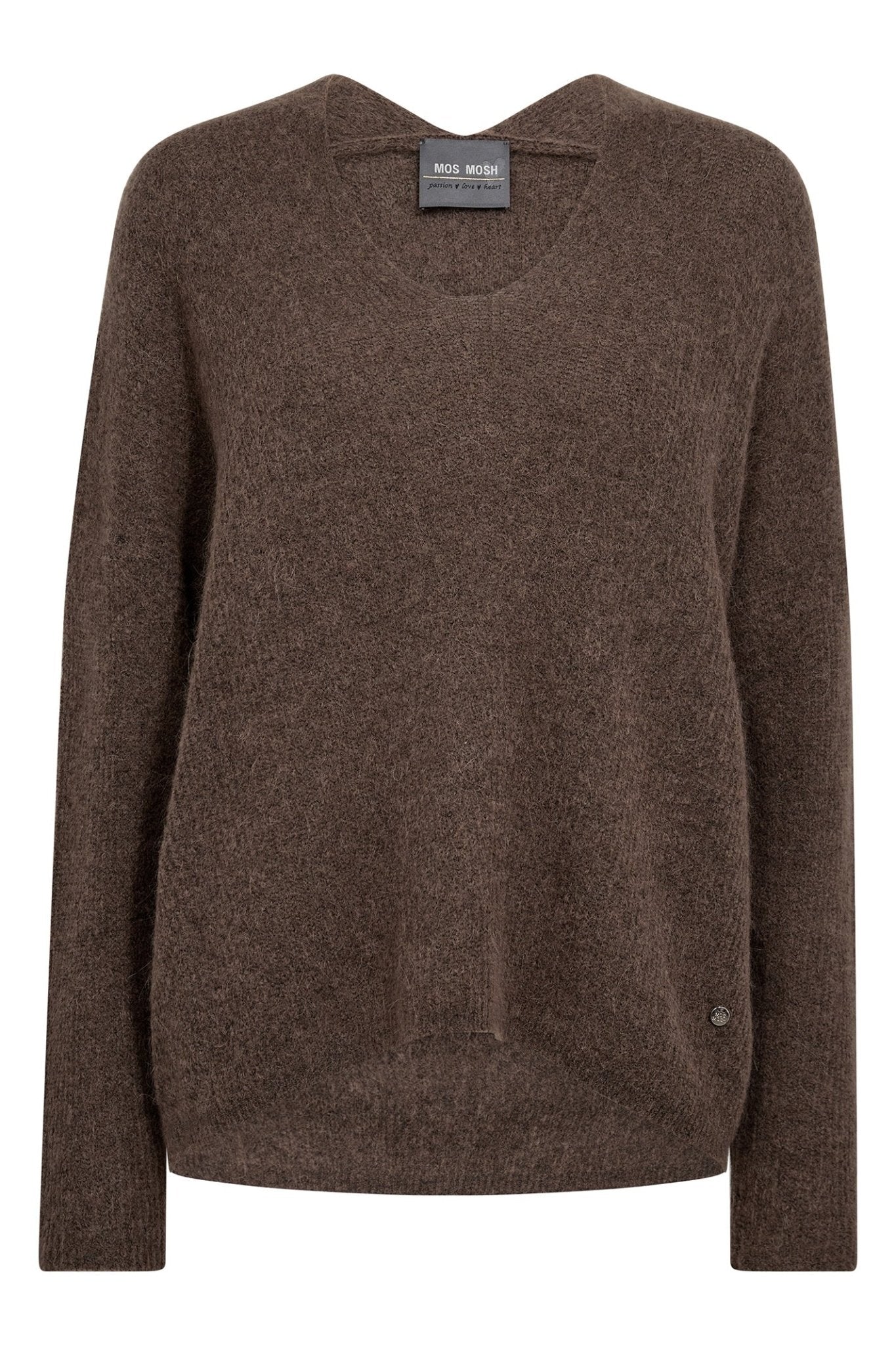 Mos Mosh 153900 MMThora Falcon Brown V - Neck Knit Jumper - Dotique - Mos Mosh