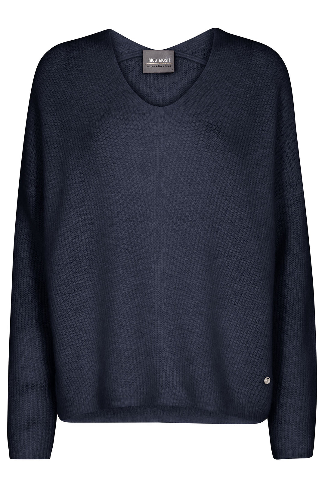 Mos Mosh 153900 Salute Navy Thora V-Neck Knit Jumper - Dotique