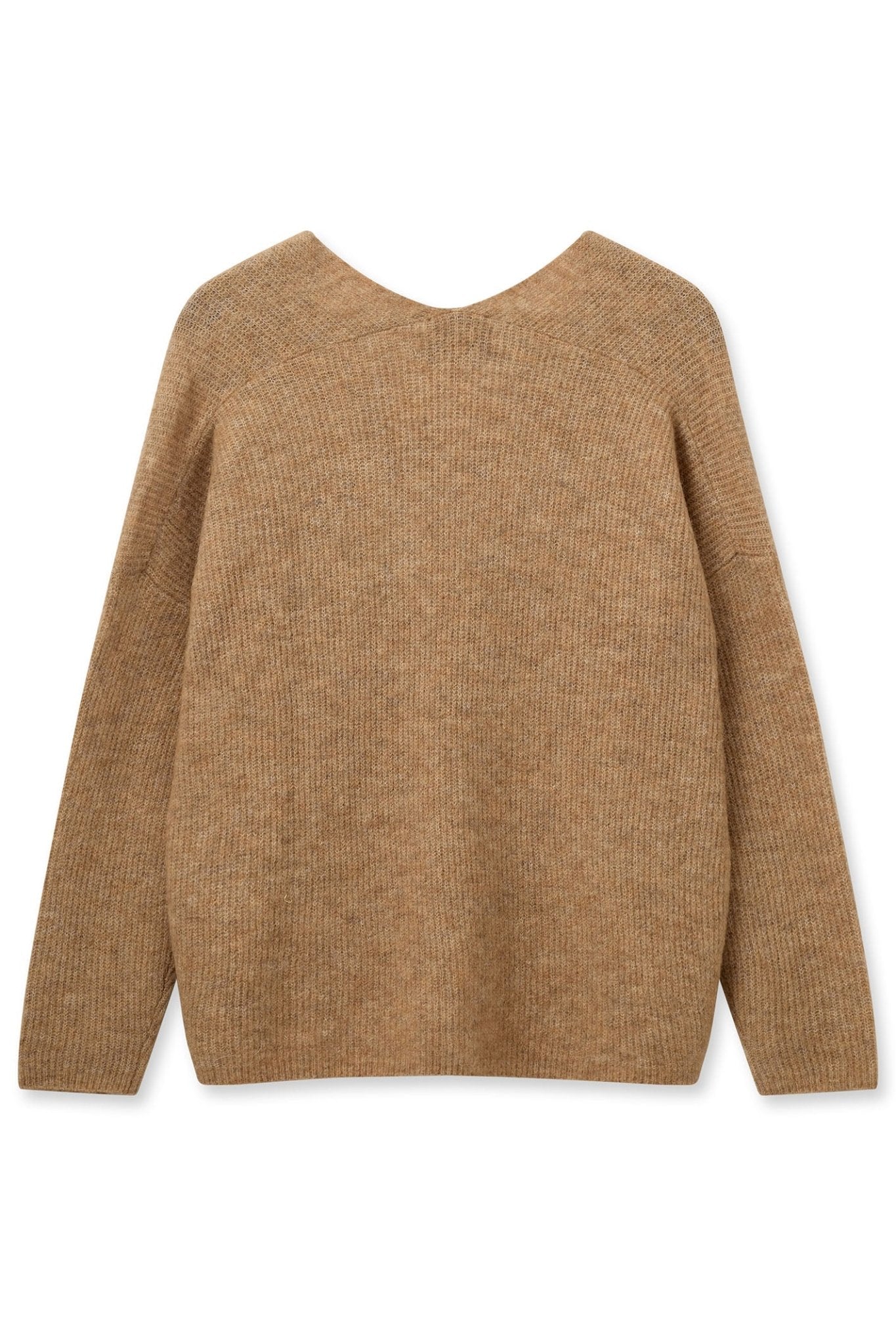 Mos Mosh 153900  Tannin Brown Thora V-Neck Knit Jumper - Dotique