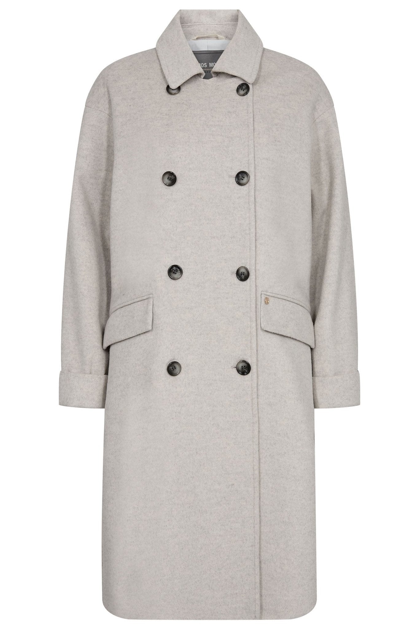Mos Mosh 155530 Ecru Grey Venice Wool Coat - Dotique