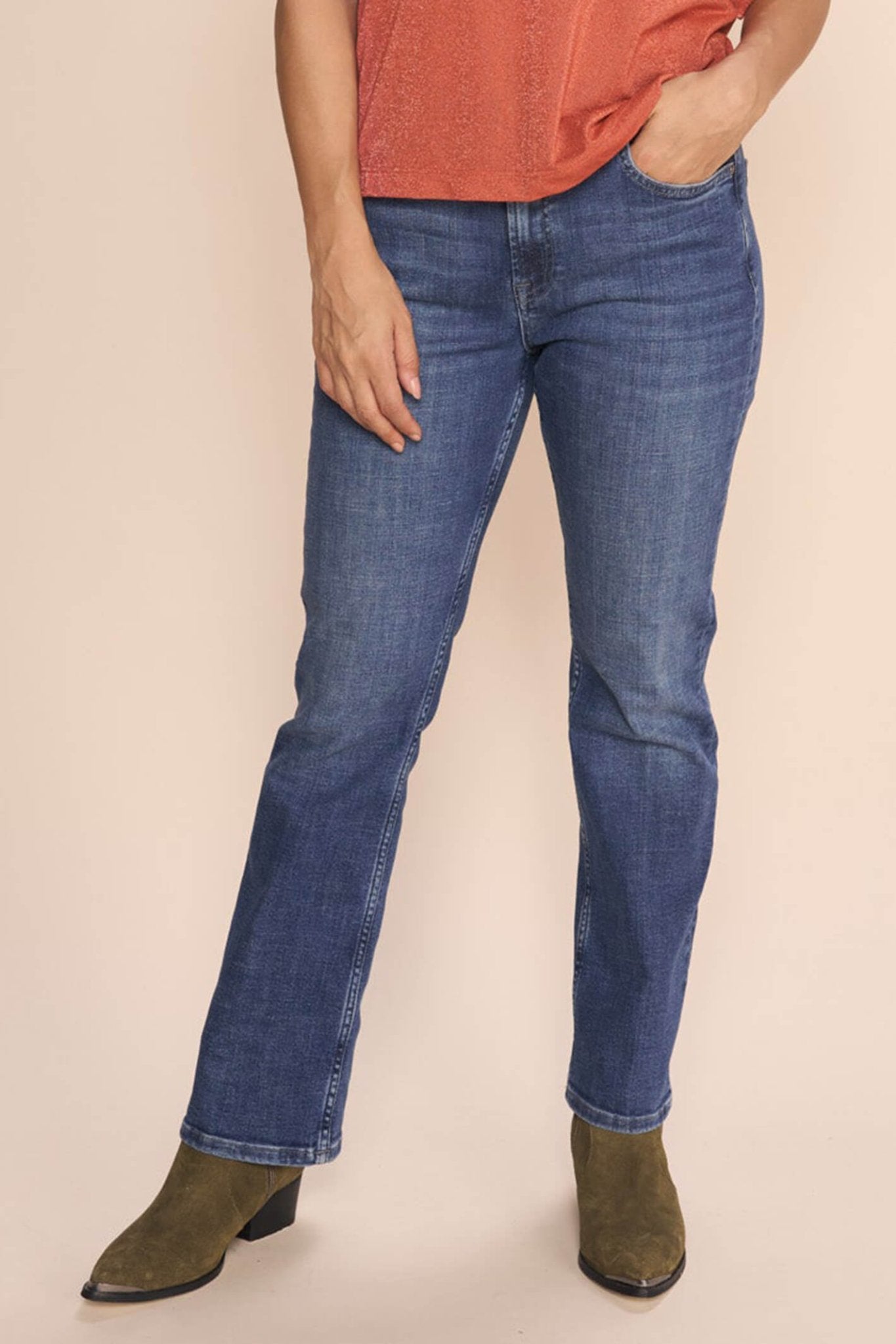 Mos Mosh 155660 MMeverest Blue Dark Ave Flare Fit Jeans - Dotique Chesterfield