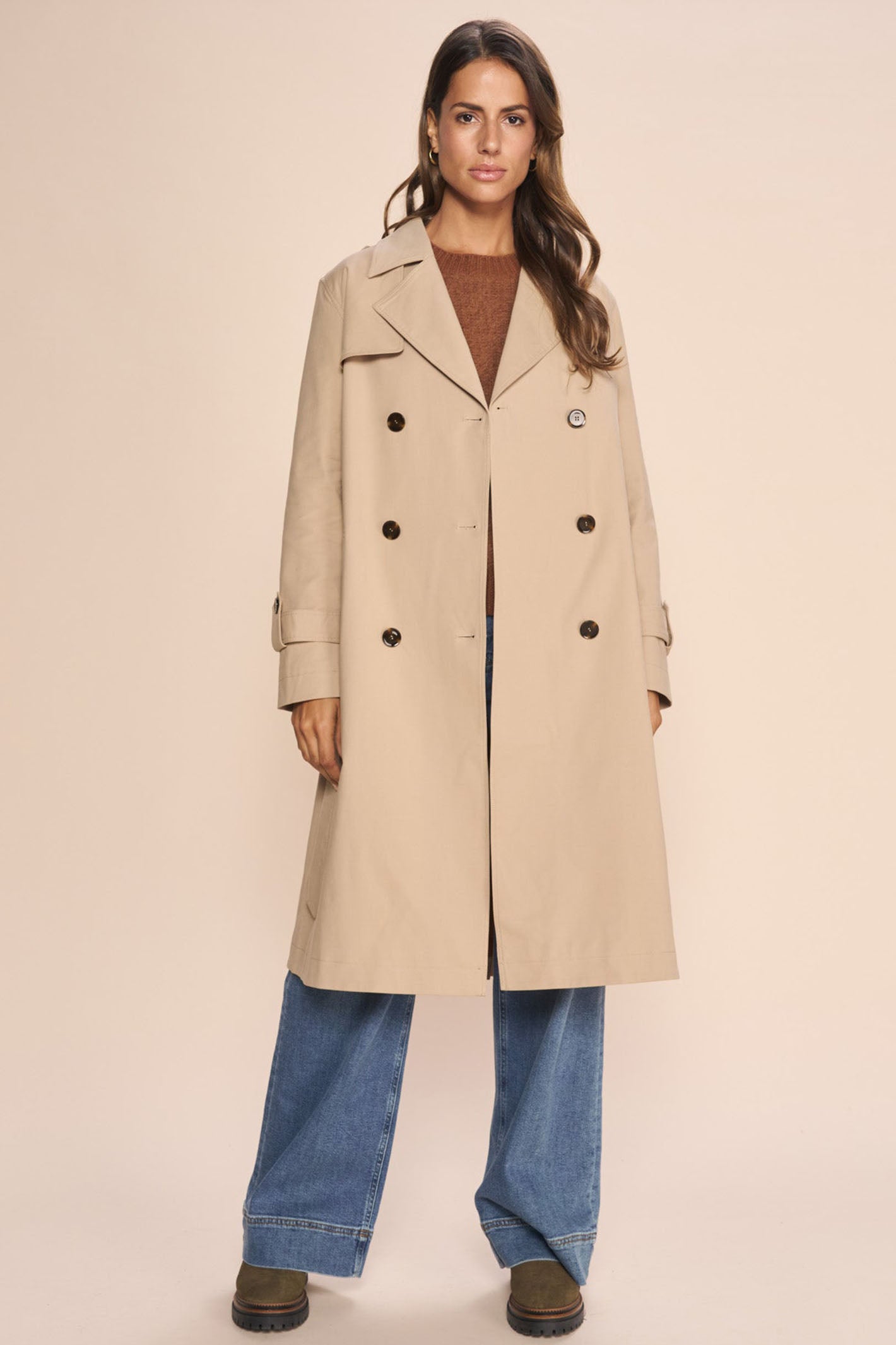 Mos Mosh 156610 MMFarah Savannah Tan Double Breasted Trench Coat - Dotique