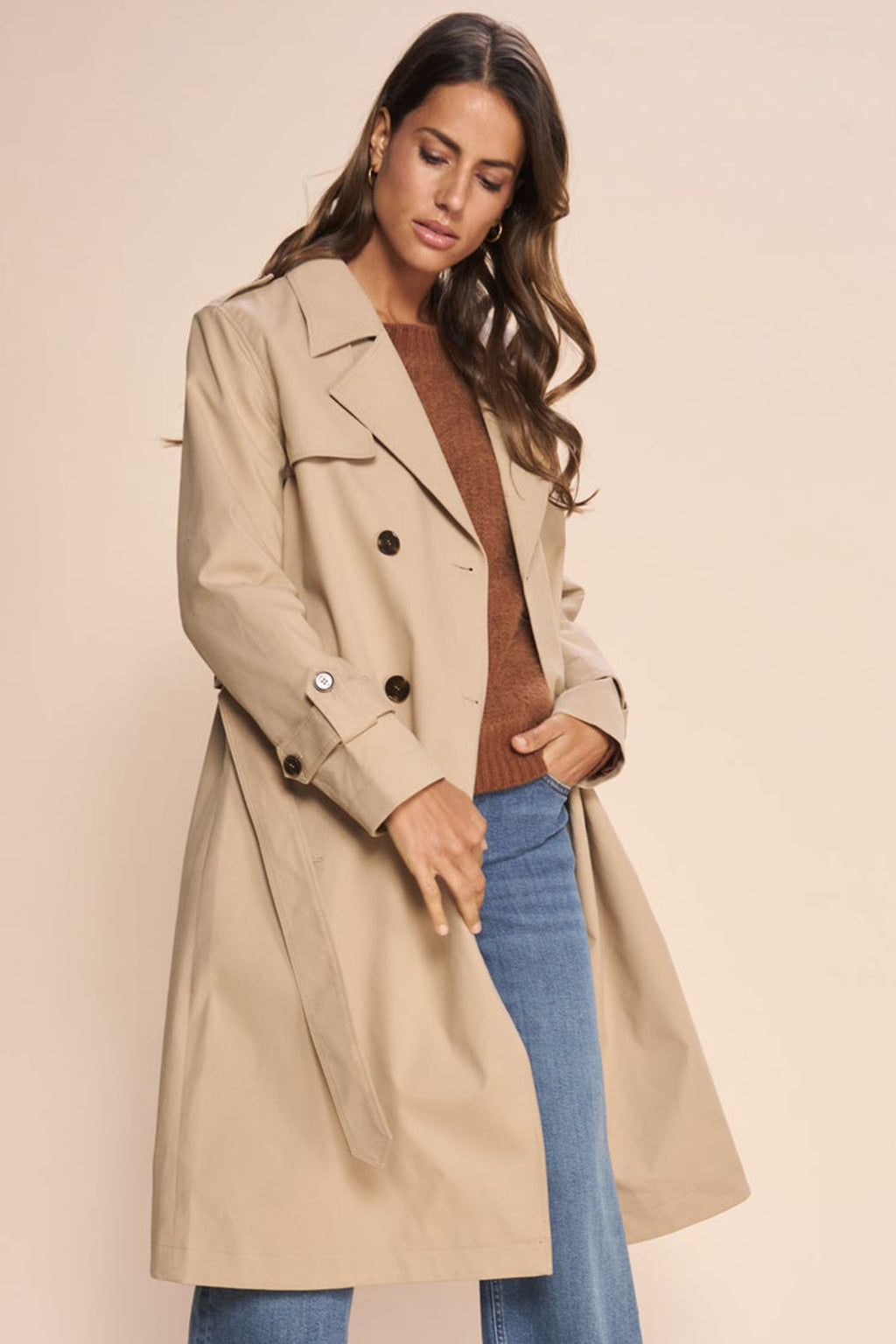 Mos Mosh 156610 MMFarah Savannah Tan Double Breasted Trench Coat - Dotique