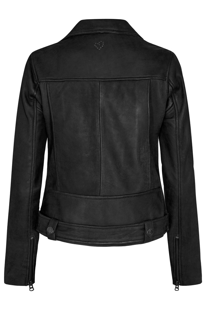 Mos Mosh 156840 MMAlmina Black Biker Style Leather Jacket - Dotique