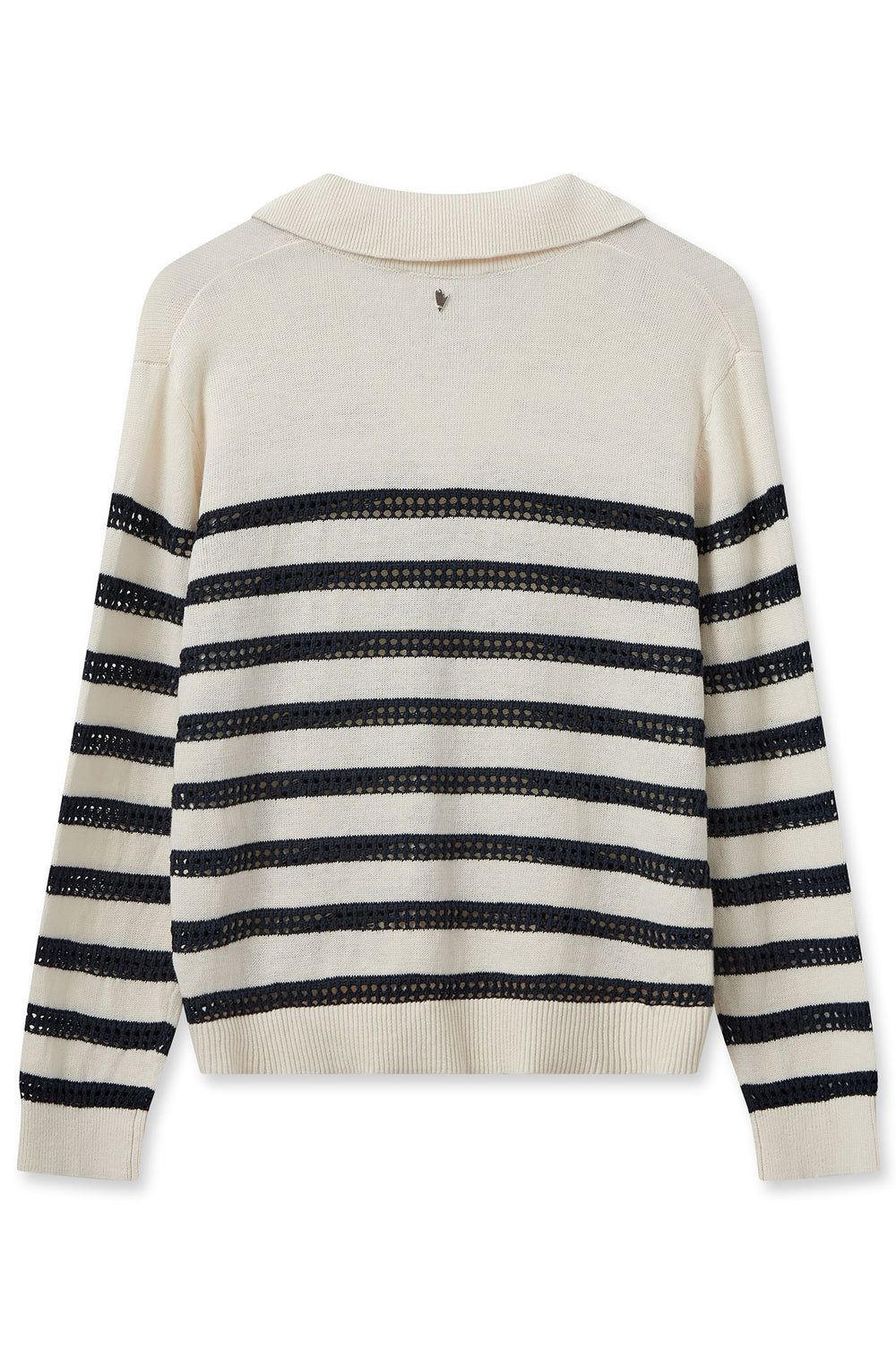 Mos Mosh 158880 MMRora Ecru Cream Striped V-Neck Jumper - Dotique