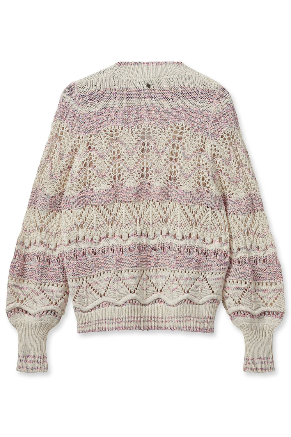 Mos Mosh 158920 MMLivia Iris Orchid Pink Cotton V-Neck Jumper - Dotique