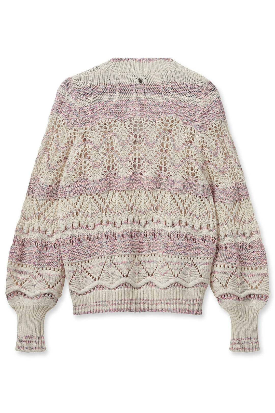 Mos Mosh 158920 MMLivia Iris Orchid Pink Cotton V-Neck Jumper - Dotique