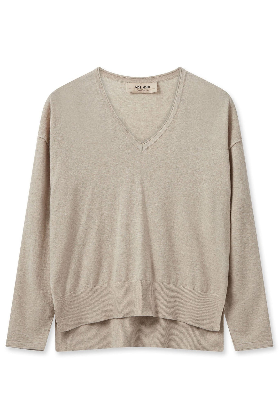 Mos Mosh 158970 MMTani Cement Beige V - neck Jumper - Dotique - Mos Mosh
