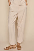 Mos Mosh 162960 MMEyli Cement Taupe Leia Straight Fit Hem Split Trousers - Dotique