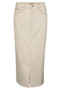 Mos Mosh 163580 MMMella Nature Taupe Front Split Midi Denim Skirt - Dotique
