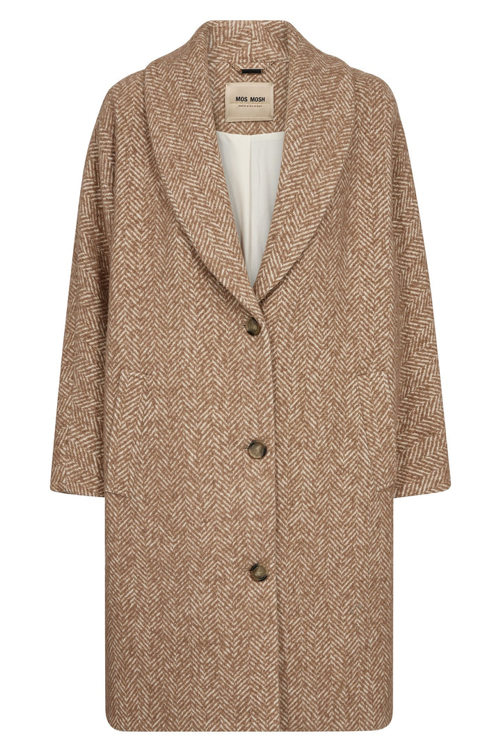 Mos Mosh 164490 Tannin Brown Adelaide Herringbone Coat - Dotique