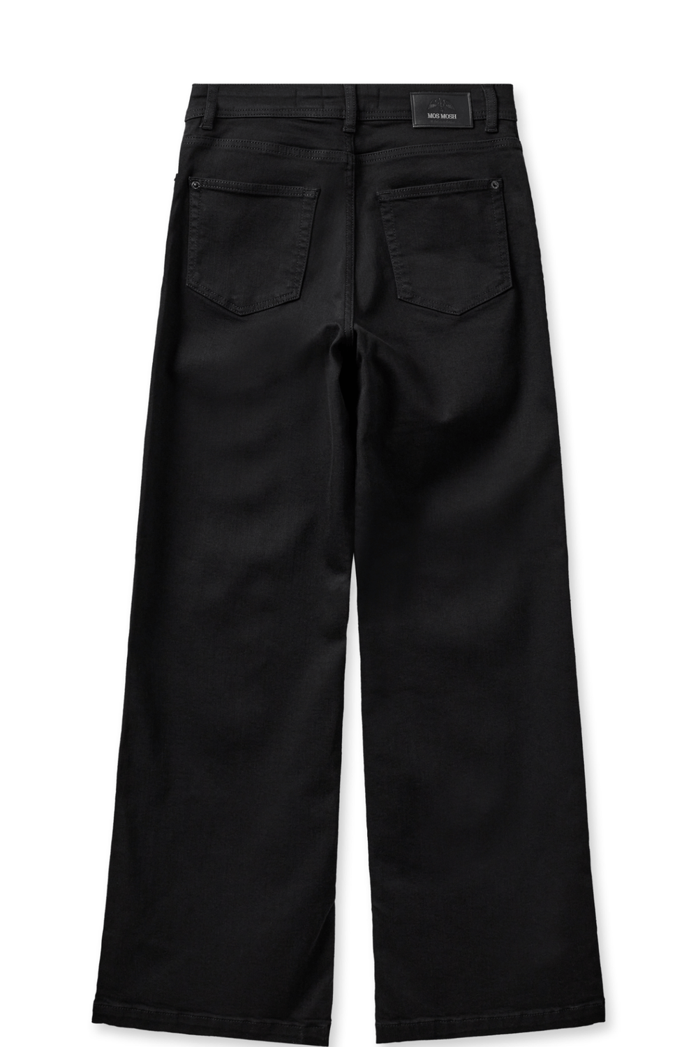 Mos Mosh MMDara Deluxe Jeans in Black – high rise wide leg soft denim jeans with contrast stitching and five-pocket design available at Dotique