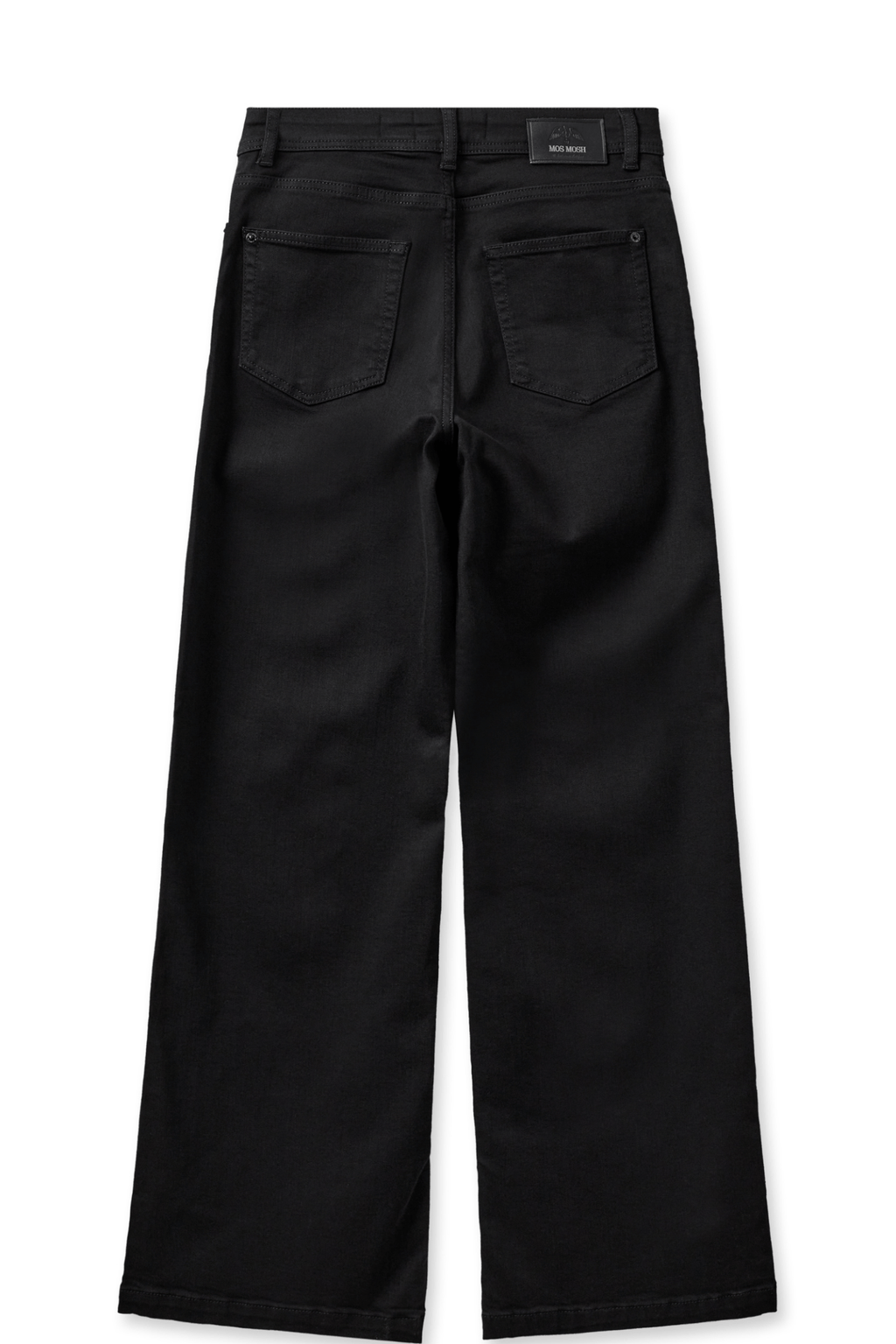 Mos Mosh MMDara Deluxe Jeans in Black – high rise wide leg soft denim jeans with contrast stitching and five-pocket design available at Dotique