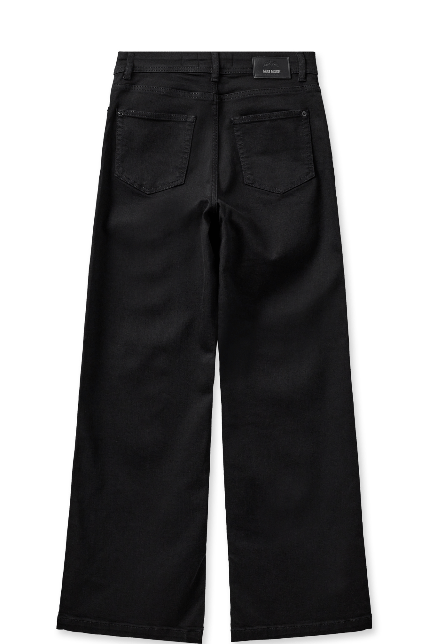 Mos Mosh MMDara Deluxe Jeans in Black – high rise wide leg soft denim jeans with contrast stitching and five-pocket design available at Dotique