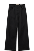 Mos Mosh MMDara Deluxe Jeans in Black – high rise wide leg soft denim jeans with contrast stitching and five-pocket design available at Dotique