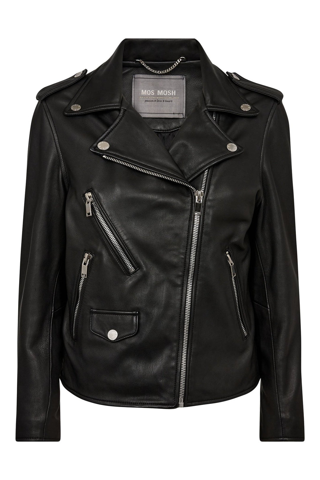 Mos Mosh 168830 MMMitchel Mol Black Leather Biker Style Jacket - Dotique