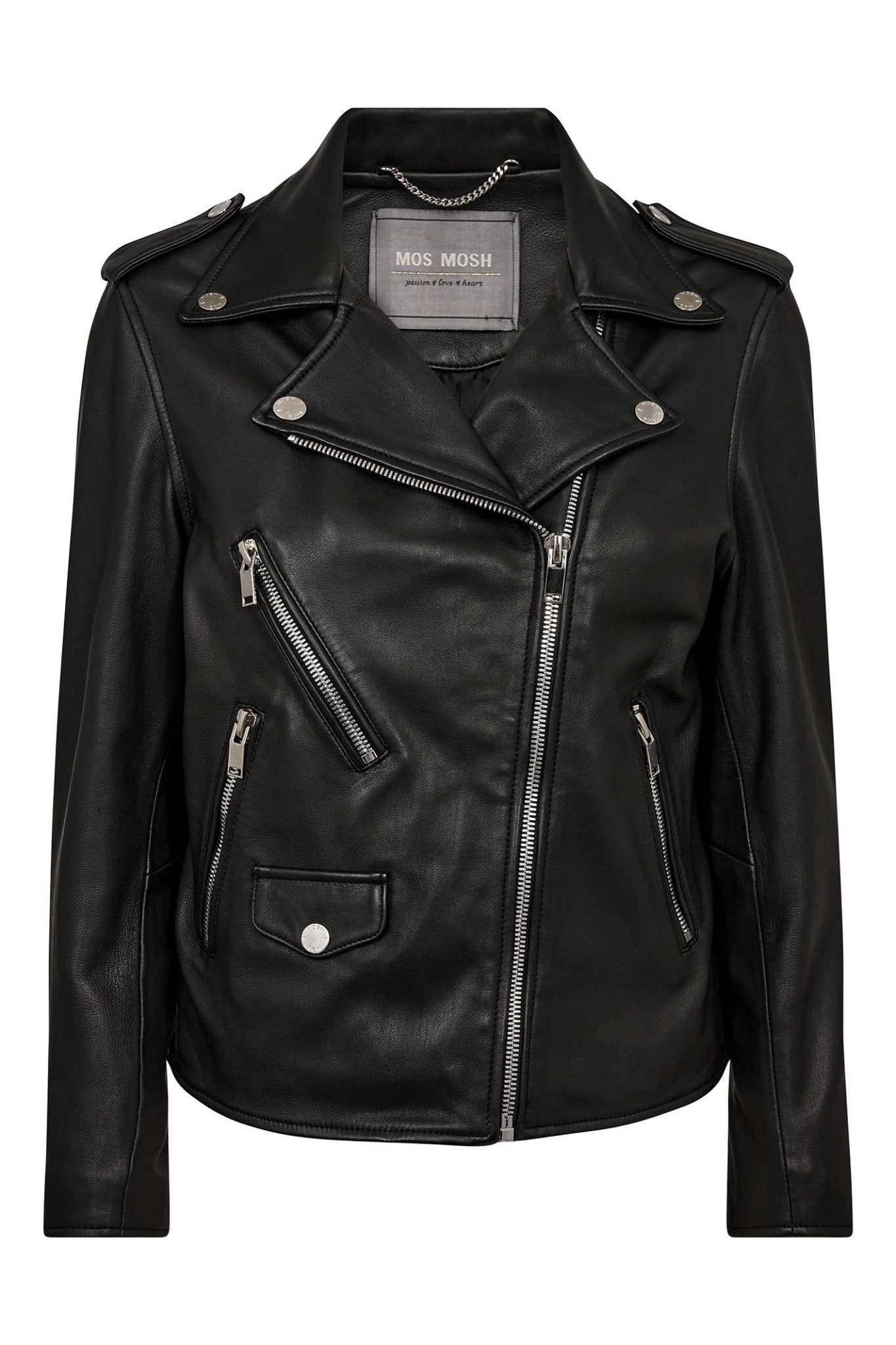 Mos Mosh 168830 MMMitchel Mol Black Leather Biker Style Jacket - Dotique