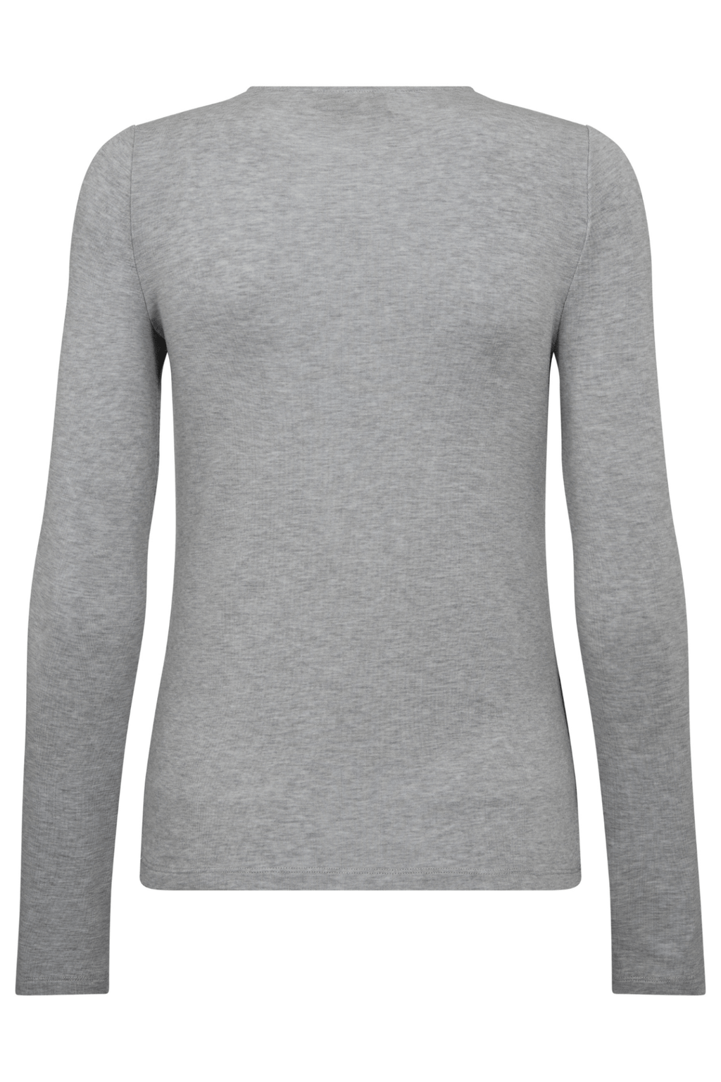 Mos Mosh MMPetri O-LS Tee in Mockingbird grey – long sleeve fitted lyocell wool blend top available at Dotique