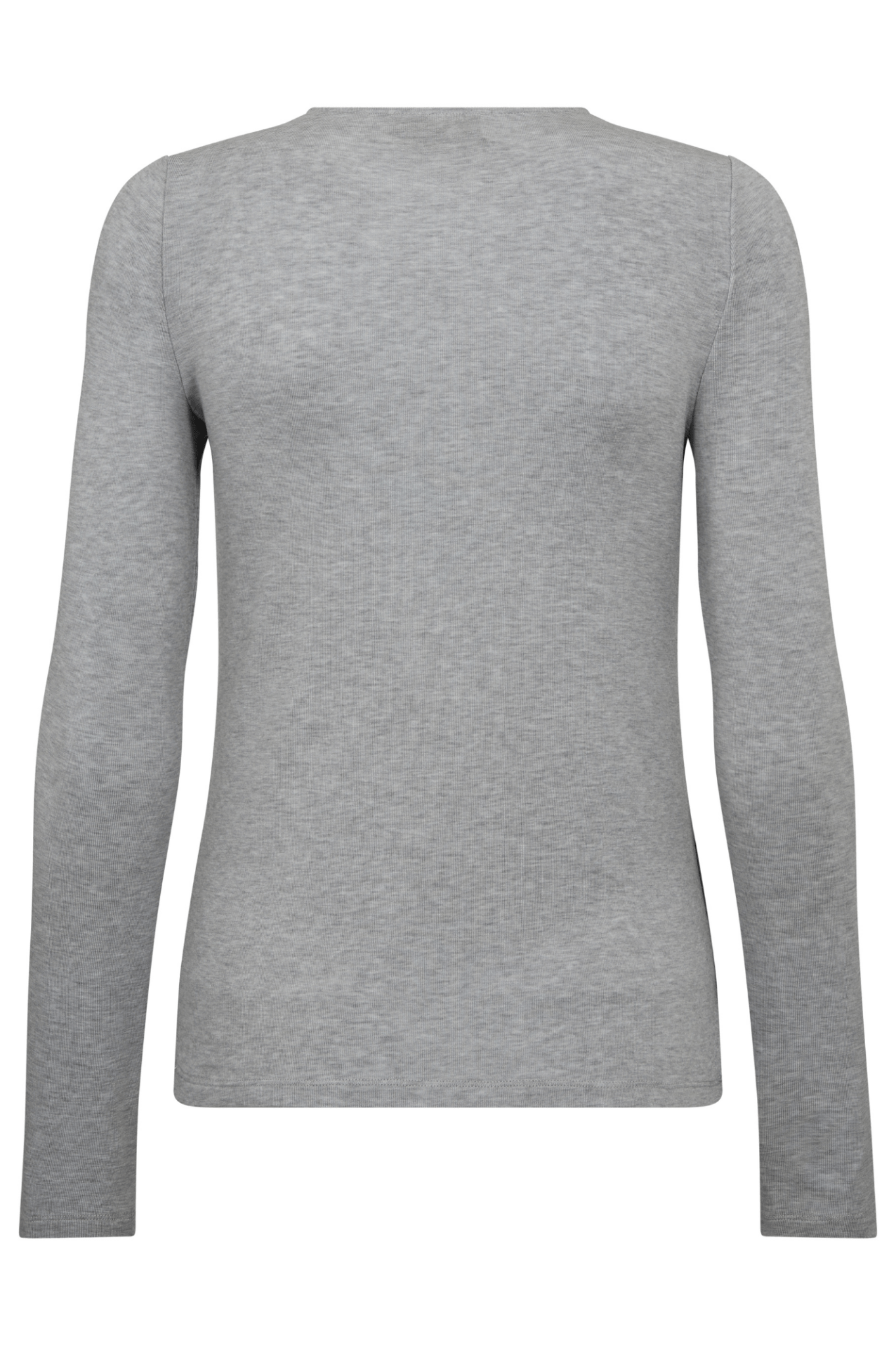 Mos Mosh MMPetri O-LS Tee in Mockingbird grey – long sleeve fitted lyocell wool blend top available at Dotique