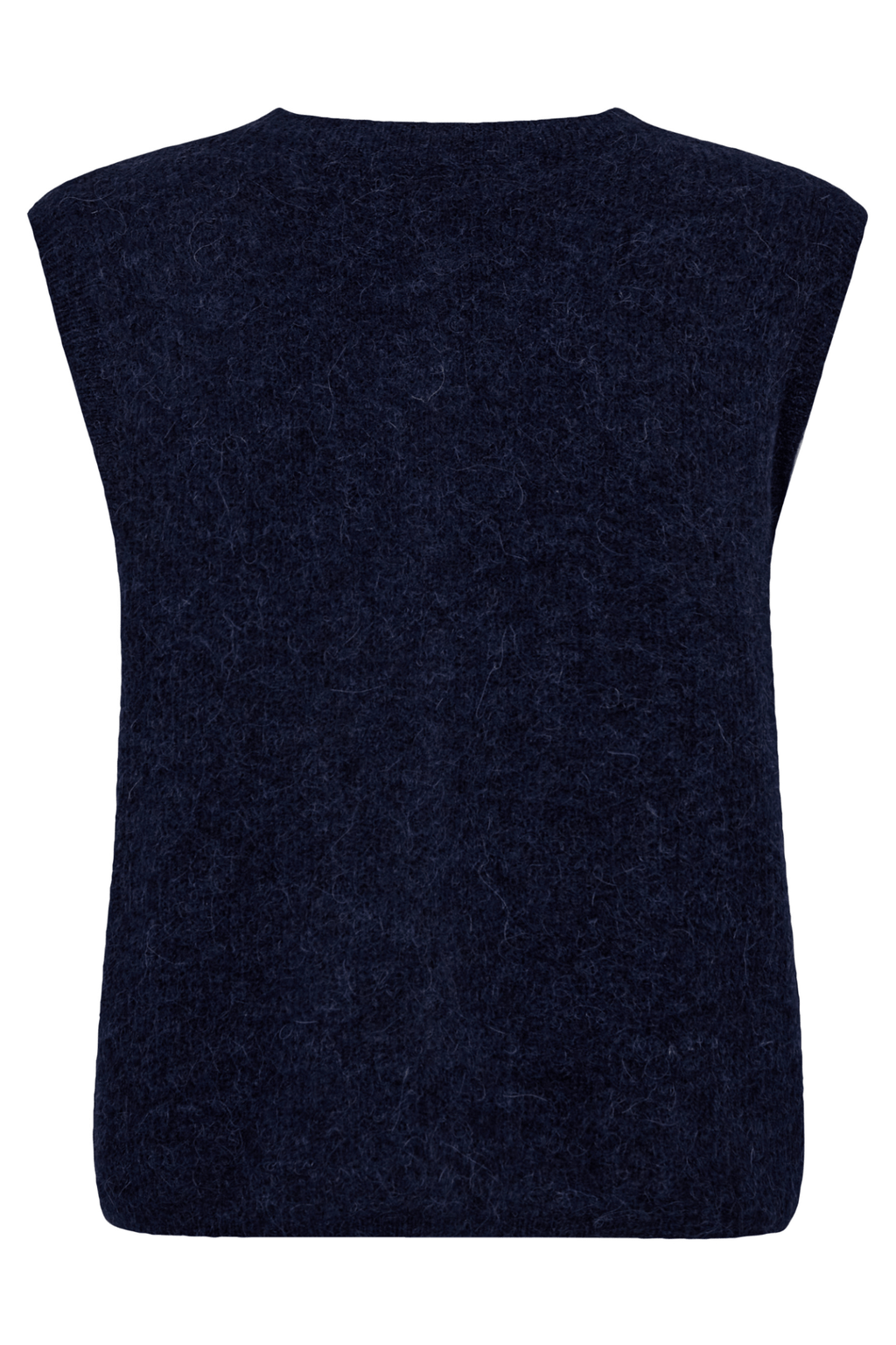 Mos Mosh MMAlmine Thora Knit Vest in Maritime Blue – alpaca wool blend sleeveless knitted vest with button closure available at Dotique
