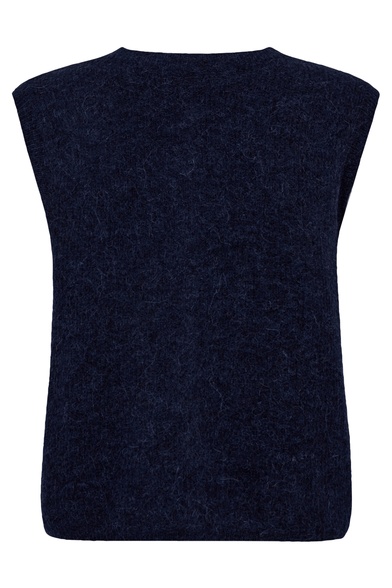 Mos Mosh MMAlmine Thora Knit Vest in Maritime Blue – alpaca wool blend sleeveless knitted vest with button closure available at Dotique
