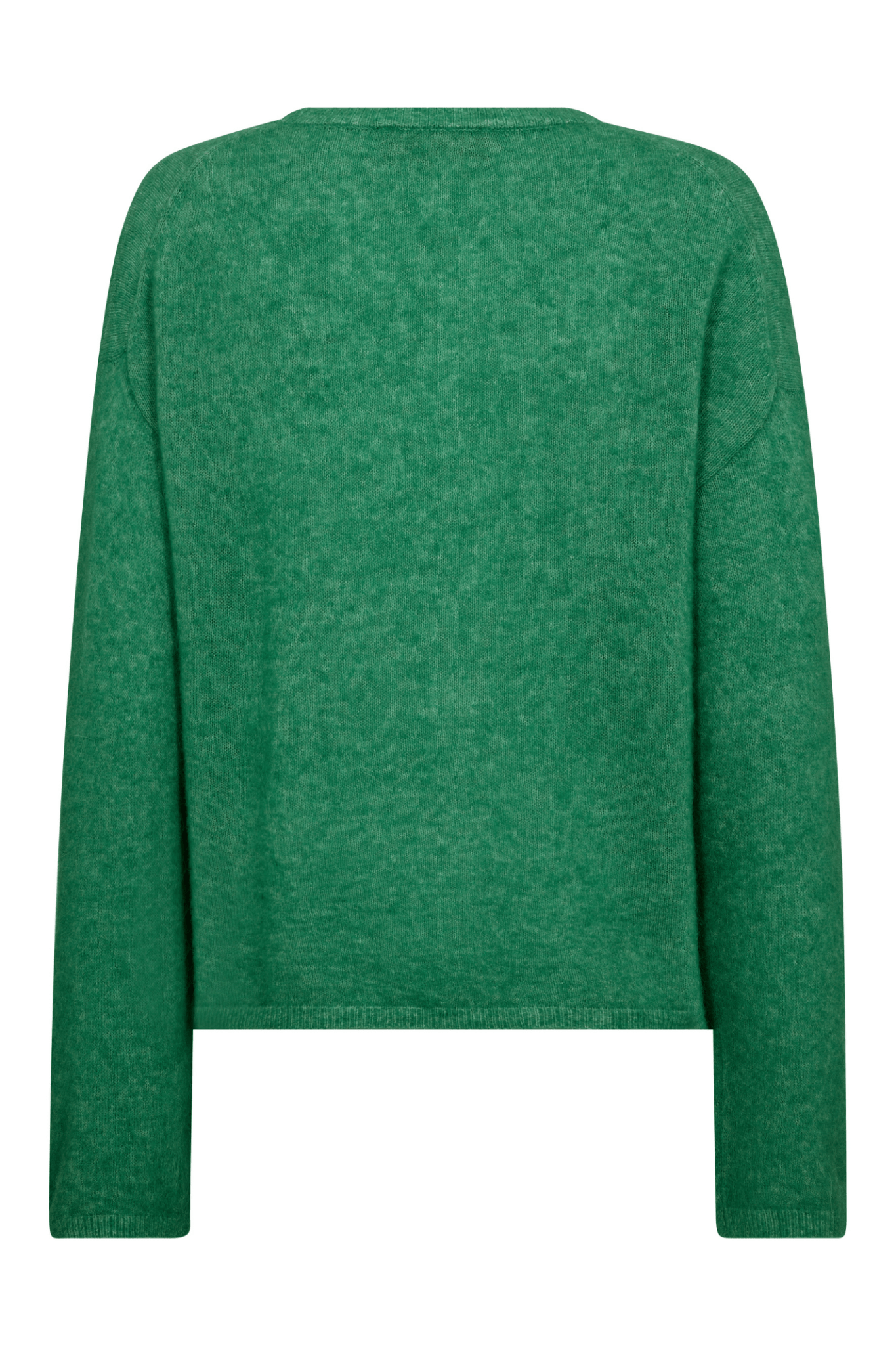 Mos Mosh MMMape O-Neck Knit in Amazon green – luxurious wool mohair alpaca blend jumper with classic crew neckline available at Dotique

