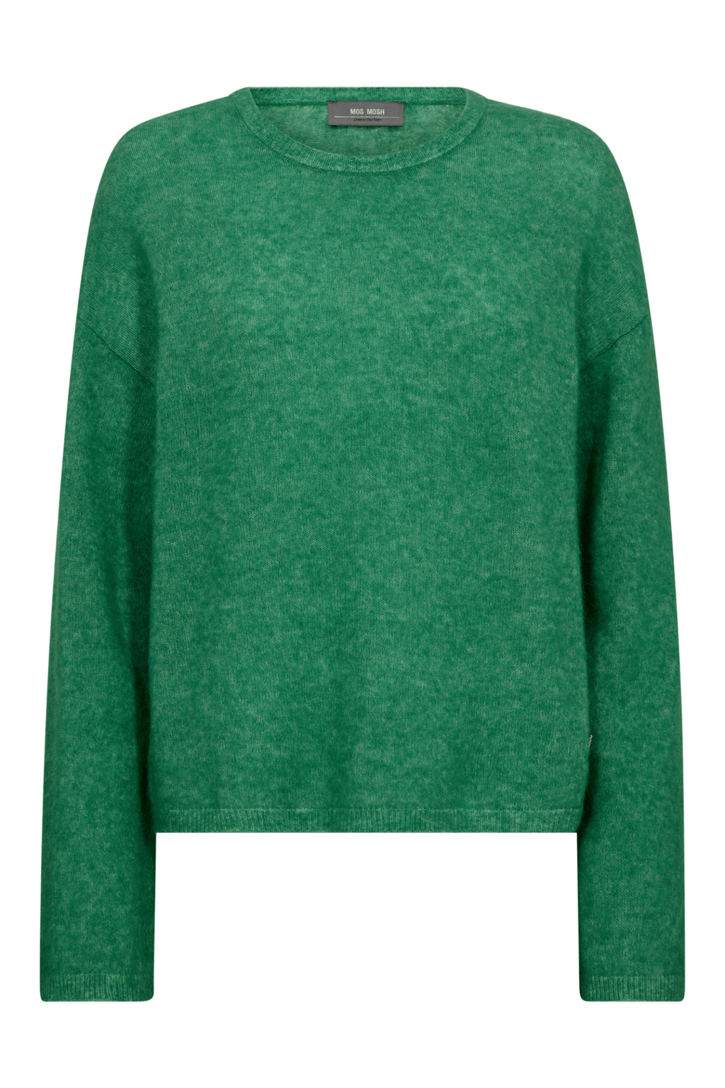 Mos Mosh MMMape O-Neck Knit in Amazon green – luxurious wool mohair alpaca blend jumper with classic crew neckline available at Dotique
