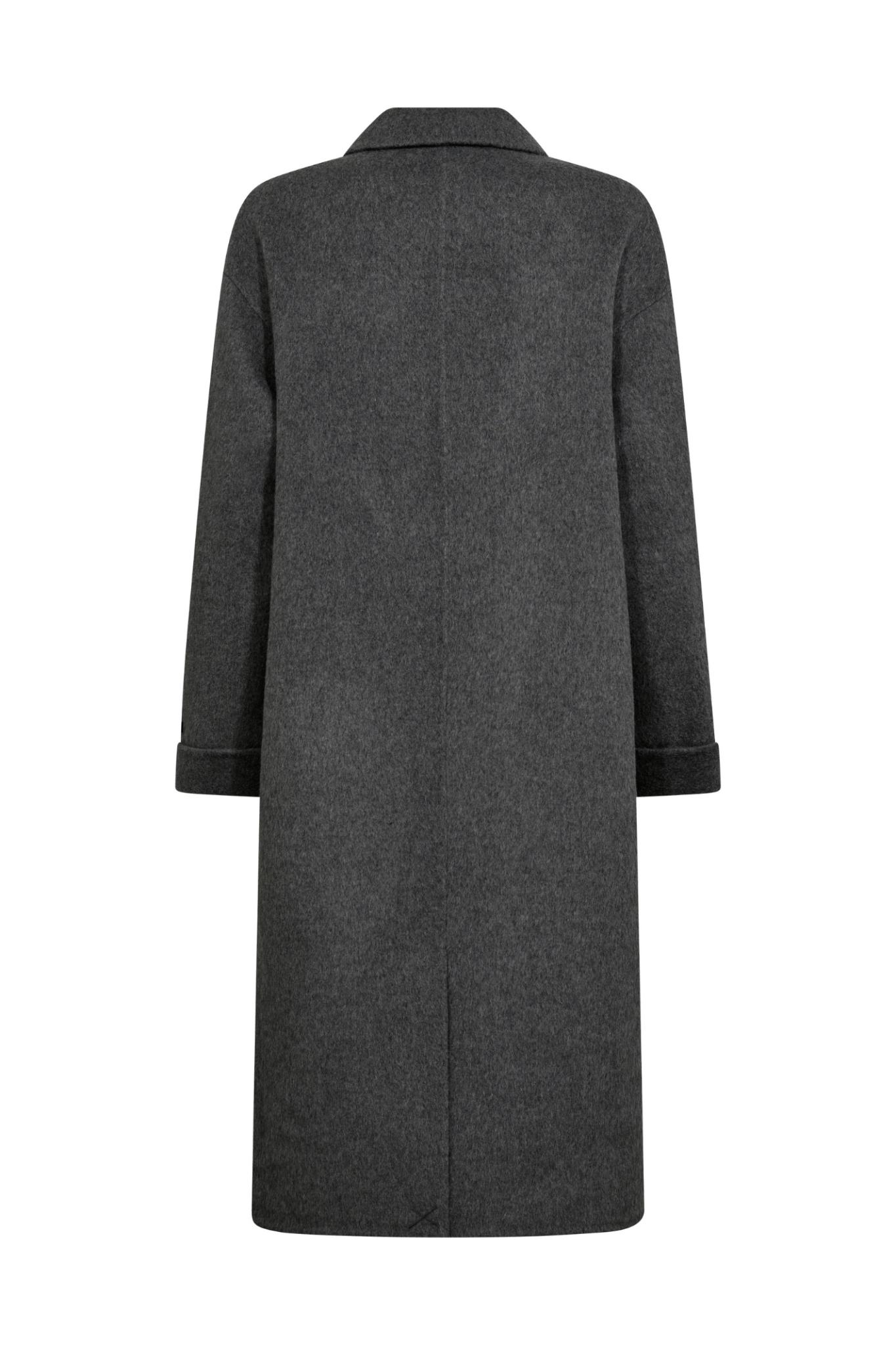 Mos Mosh MMLucca Loisa Wool Coat in Mockingbird grey – long elegant wool blend coat with classic collar and button front available at Dotique