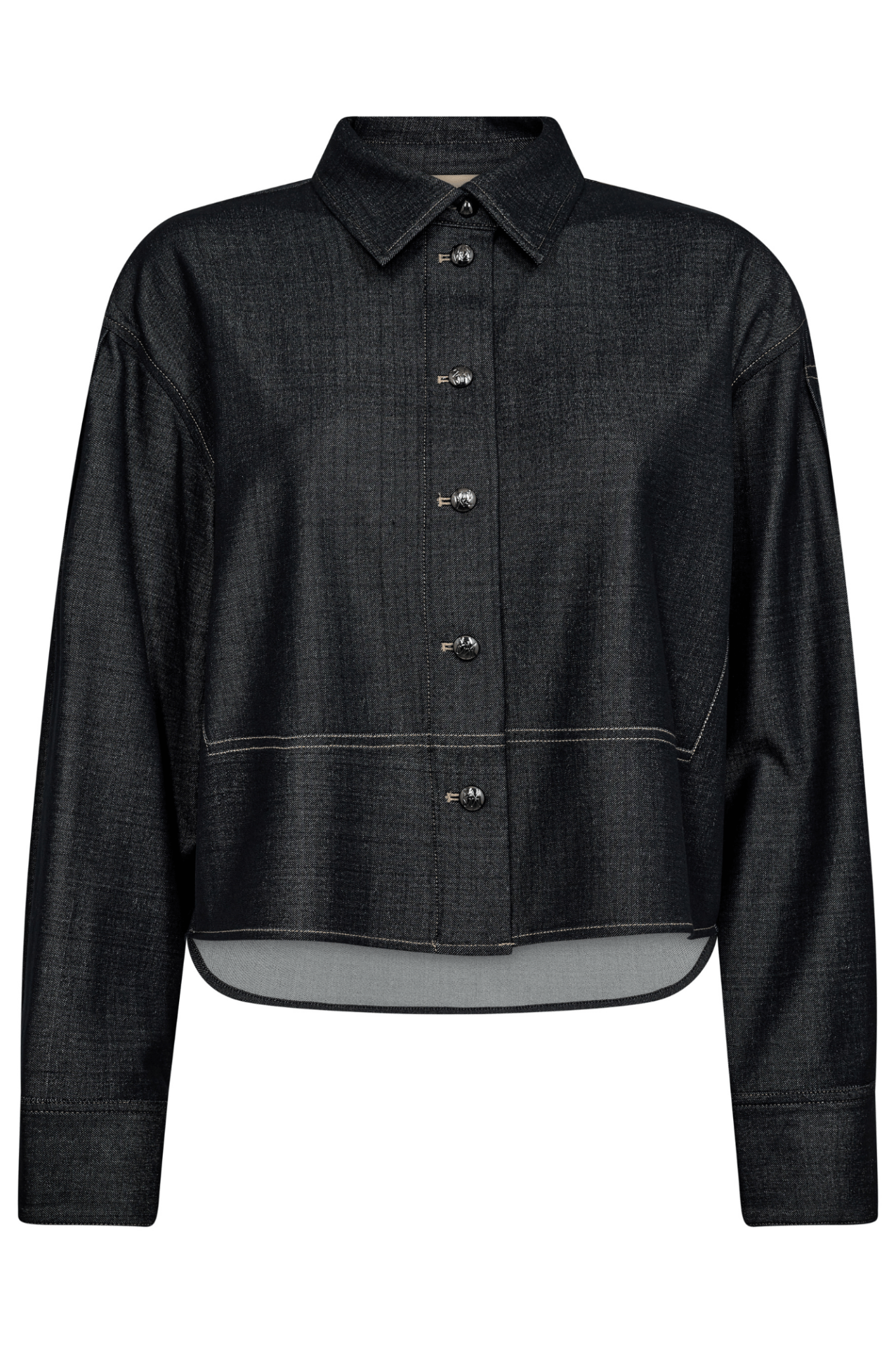 Mos Mosh MMAnela Cilla Shirt in black – TENCEL lyocell lightweight denim shirt with button front and classic collar available at Dotique
