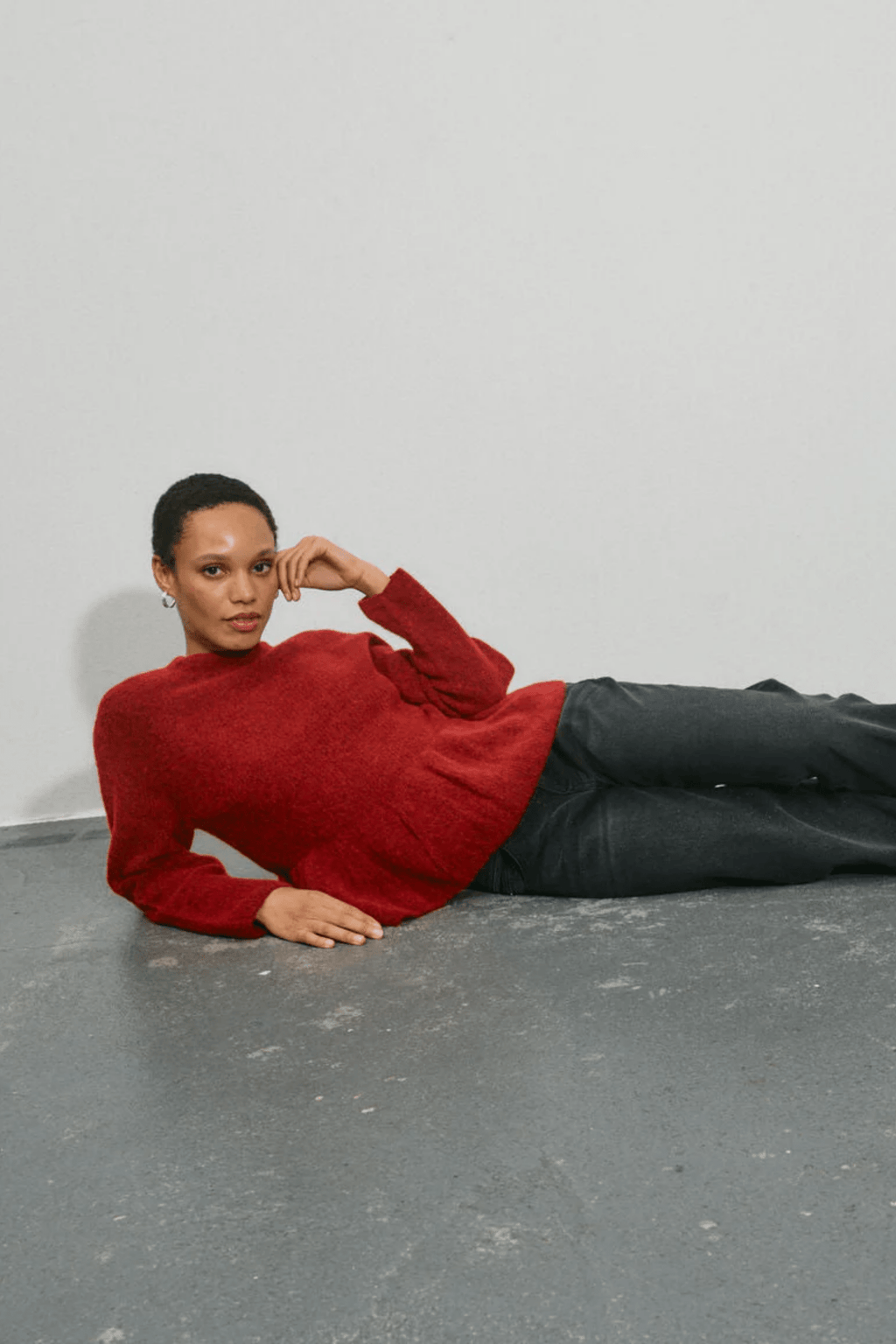 Mos Mosh 175390 MMThora O - Neck Frill Knit Rhythmic Red - Dotique - Mos Mosh