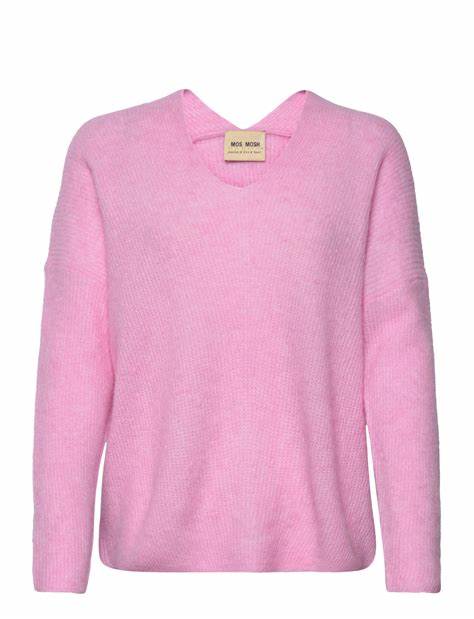 Mos Mosh Lilac Sachet Thora V-neck Knit dotique front